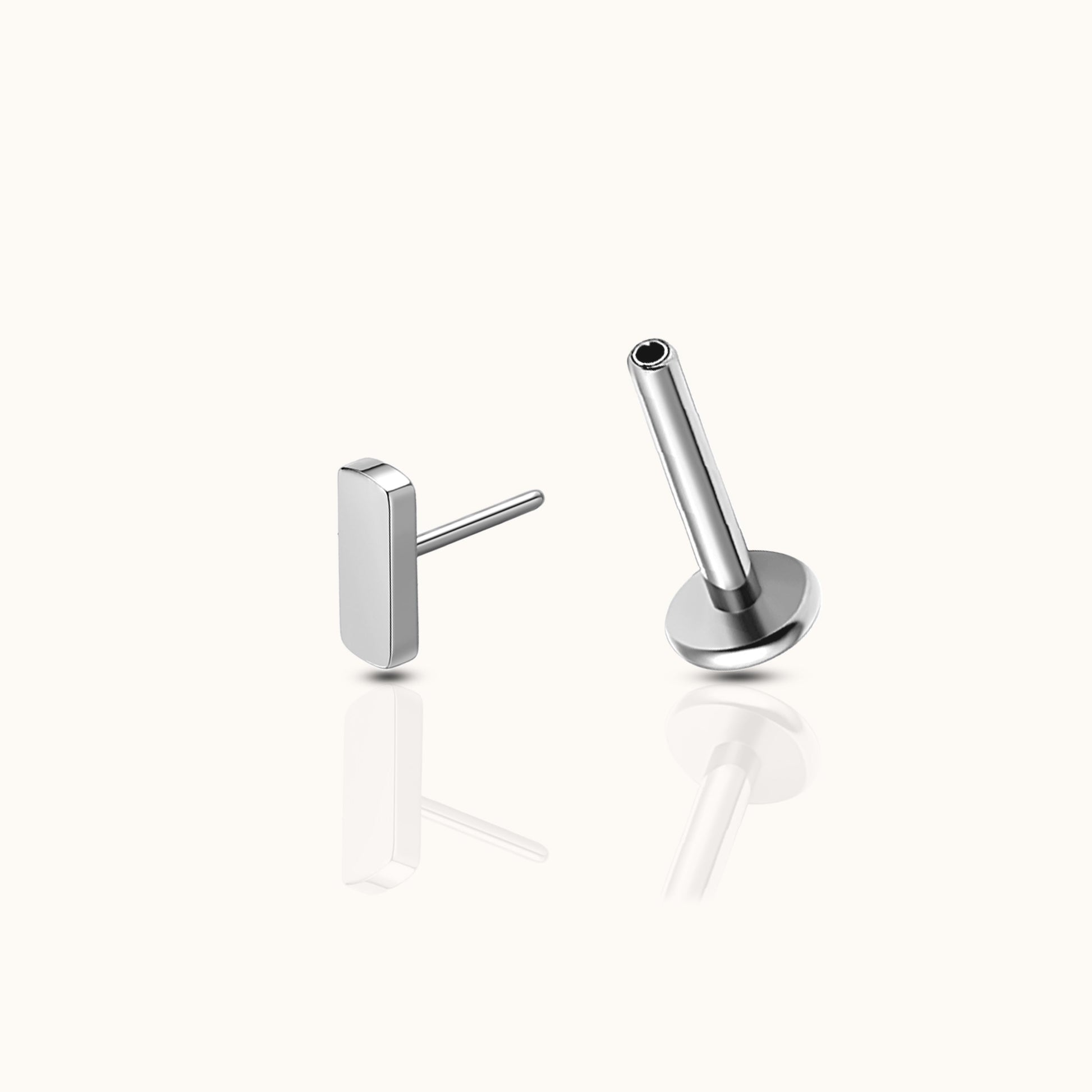 Petite Bar Threadless Labret Titanium Flat Back Earring by Doviana