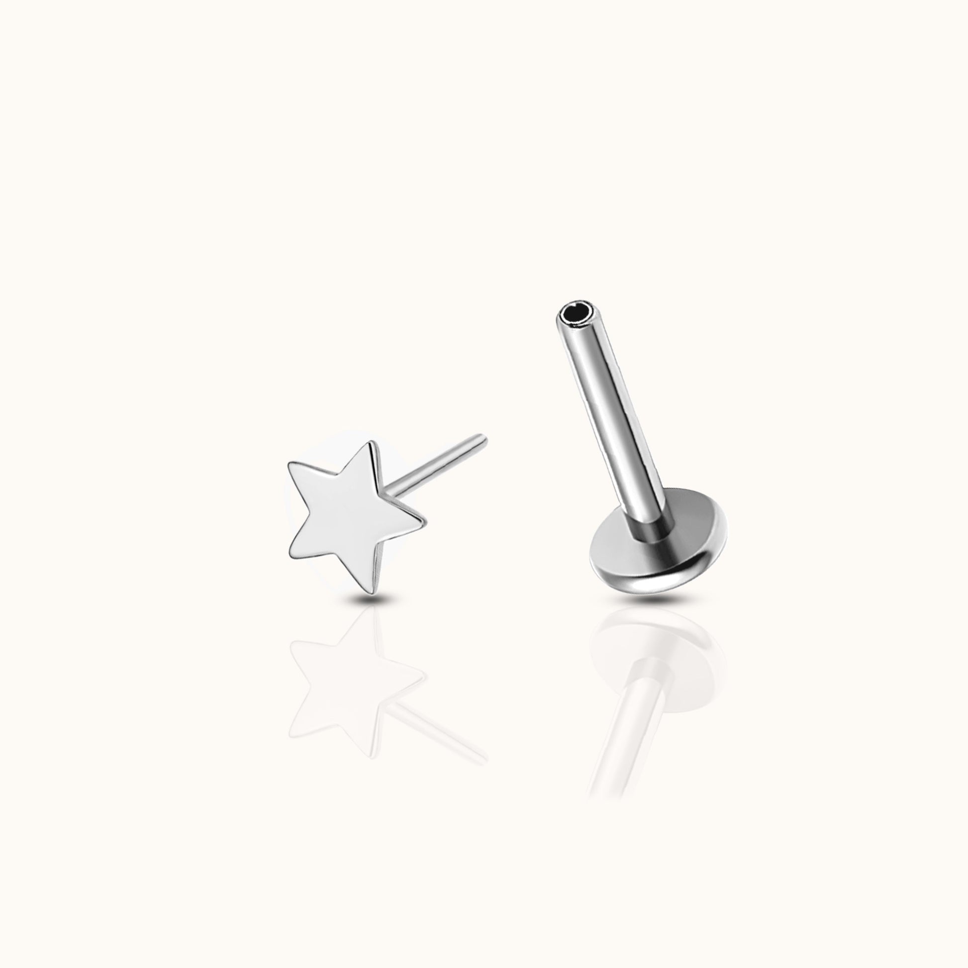 Petite Star Threadless Labret Titanium Flat Back Earring by Doviana