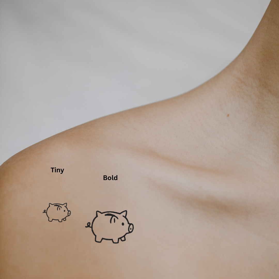 Piggy Bank — A Symbol of Dreams & Savings by DOVIANA Tattoo Studio (height 0.35‘’)