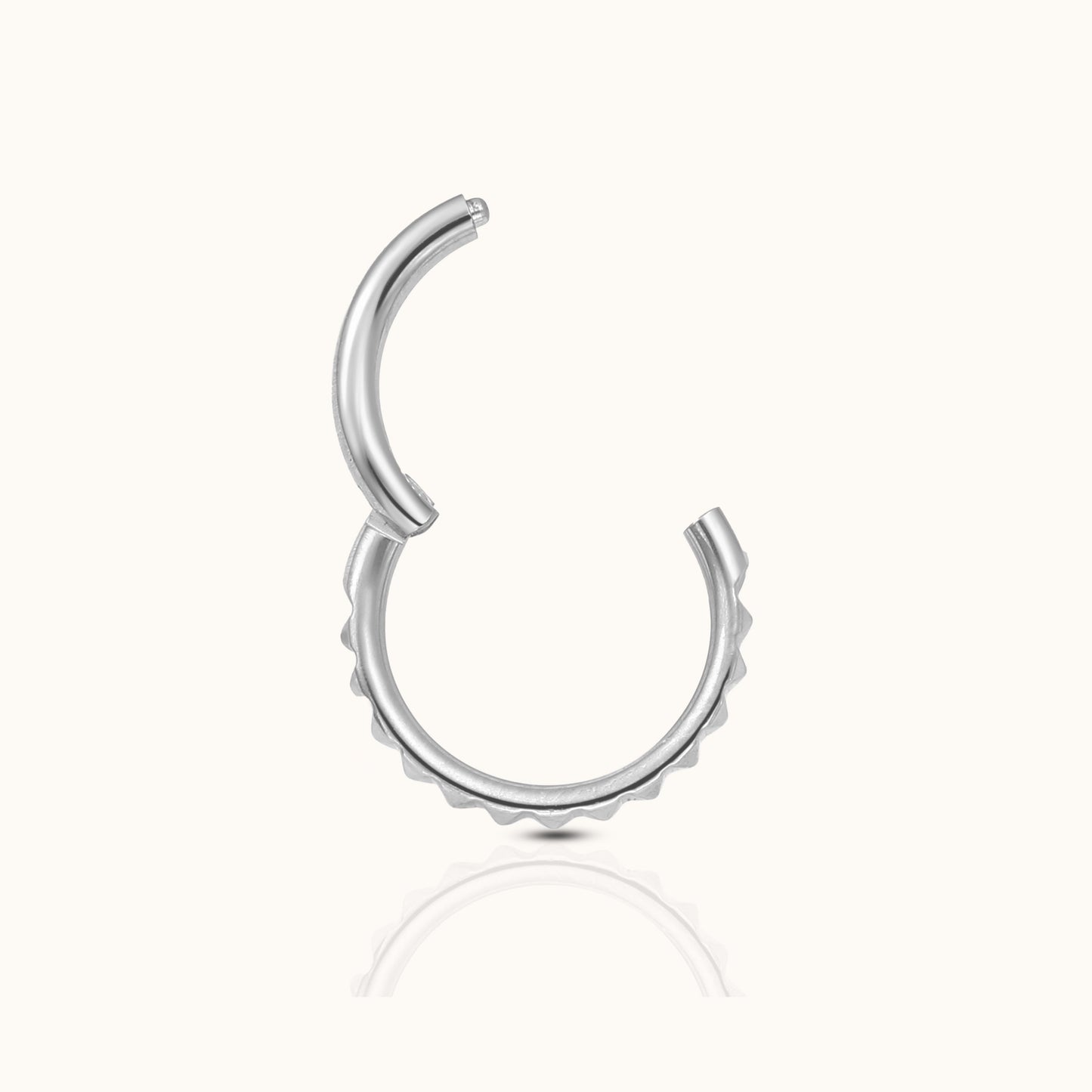 Pyramid Edgy Gear Medical Grade Titanium Hinged Nap Huggie Hoop Earring by Doviana