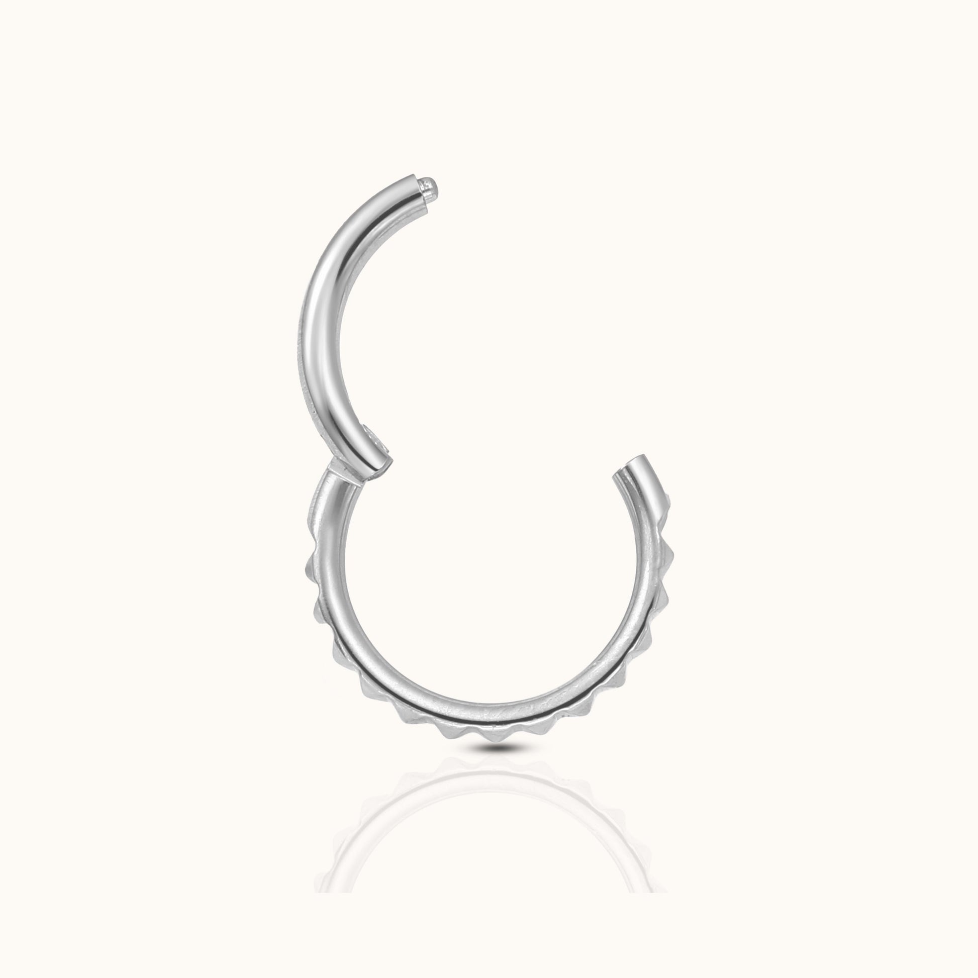 Pyramid Edgy Gear Medical Grade Titanium Hinged Nap Huggie Hoop Earring by Doviana