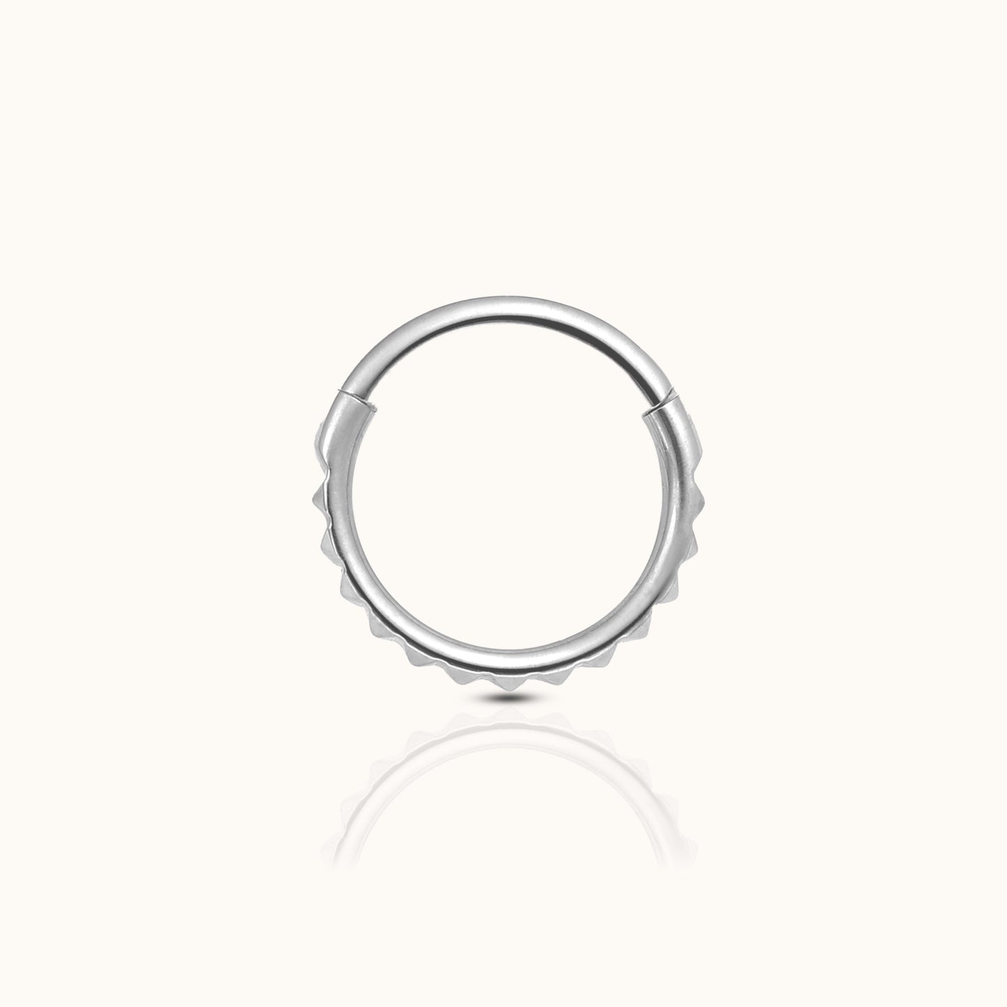 Pyramid Edgy Gear Medical Grade Titanium Hinged Nap Huggie Hoop Earring by Doviana