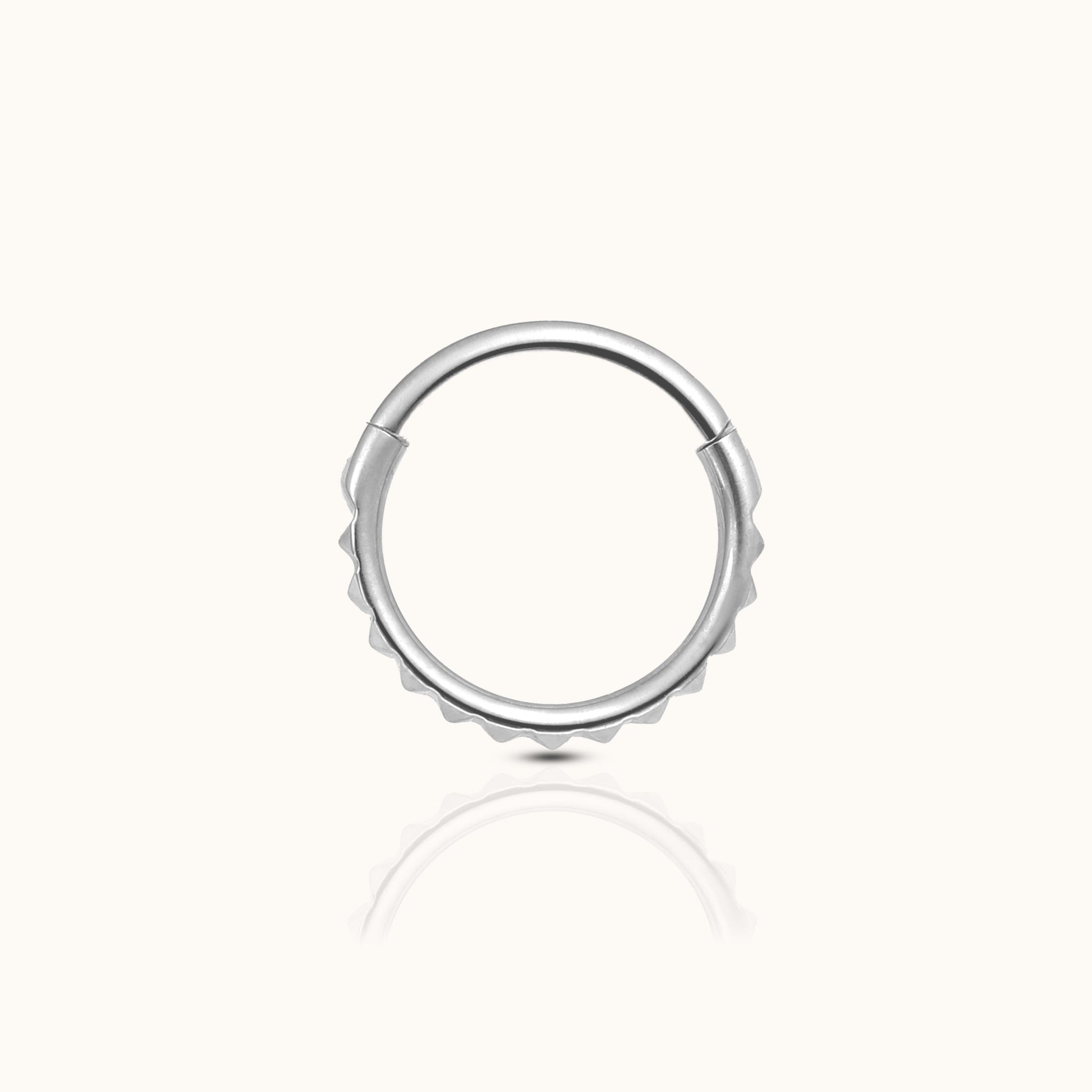 Pyramid Edgy Gear Medical Grade Titanium Hinged Nap Huggie Hoop Earring by Doviana