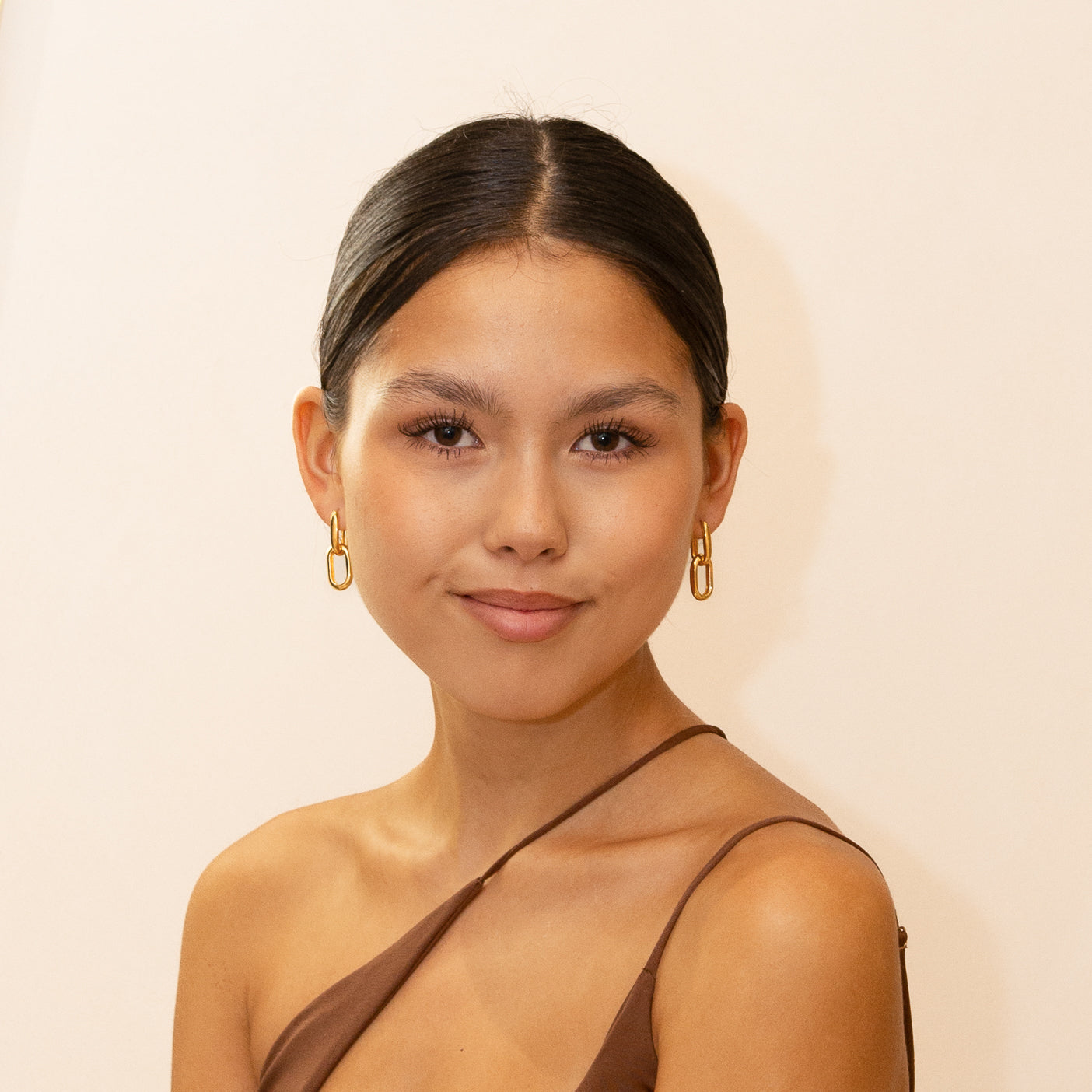 Large Gold Paperclip Link Chain Dangle Hoop Earrings by Doviana