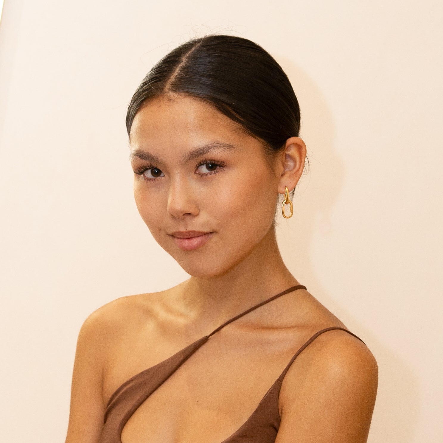 Large Gold Paperclip Link Chain Dangle Hoop Earrings by Doviana