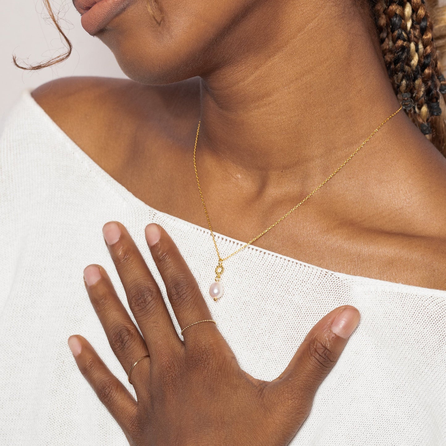 14K Solid Gold Dainty Soft Petite Bead Disco Chain Ring by Doviana