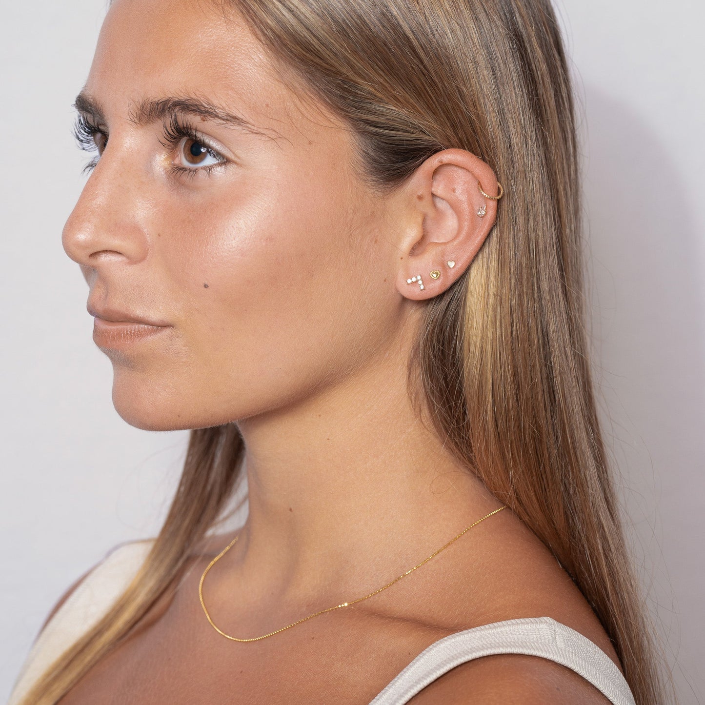 14K Solid Gold Diamond Cut Hammered Disco Ball Bead Chain Necklace by Doviana