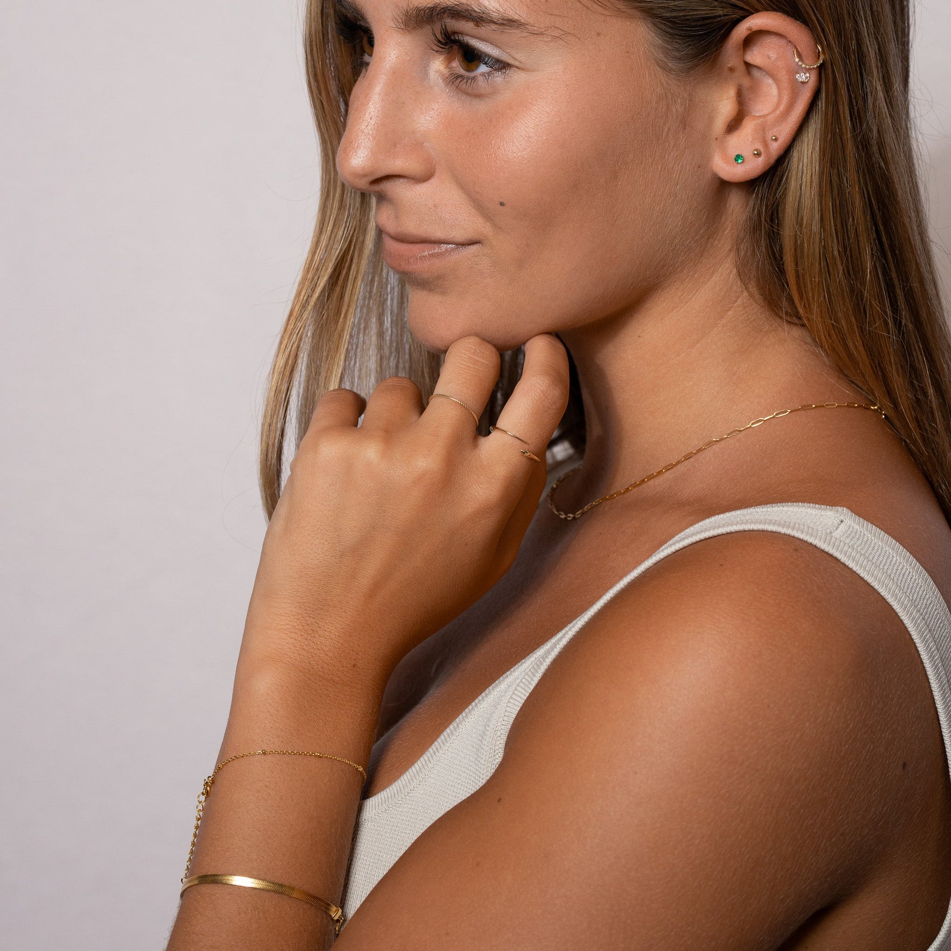 3mm Herringbone Bracelet Snake Chain Bracelet 18K Gold Bold Flat Herringbone Chain Classic Minimal Women's Herringbone Bracelet by DOVIANA