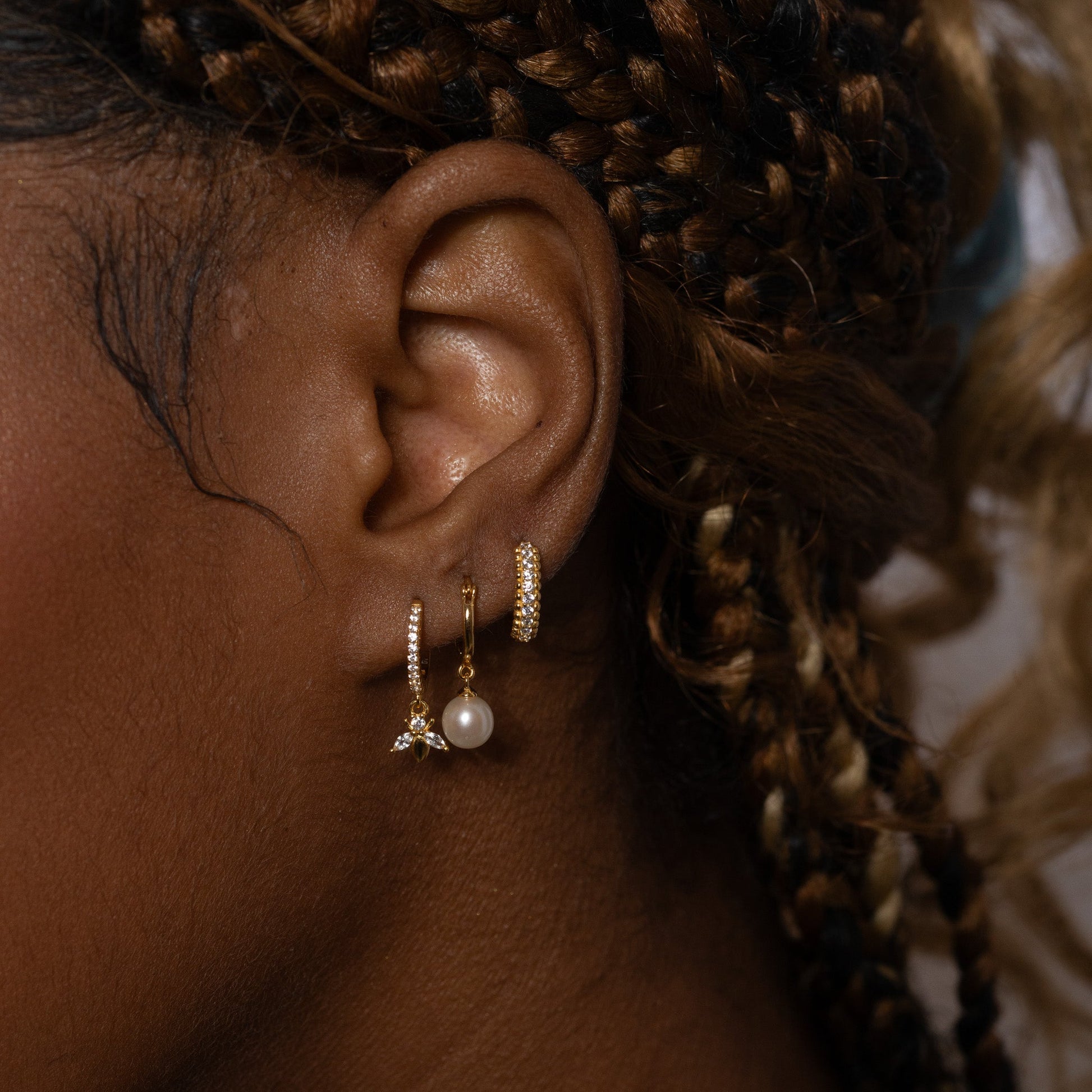 Delicate Vintage Style Mini Huggie Hoops Pave CZ Retro Hoop Earrings by Doviana