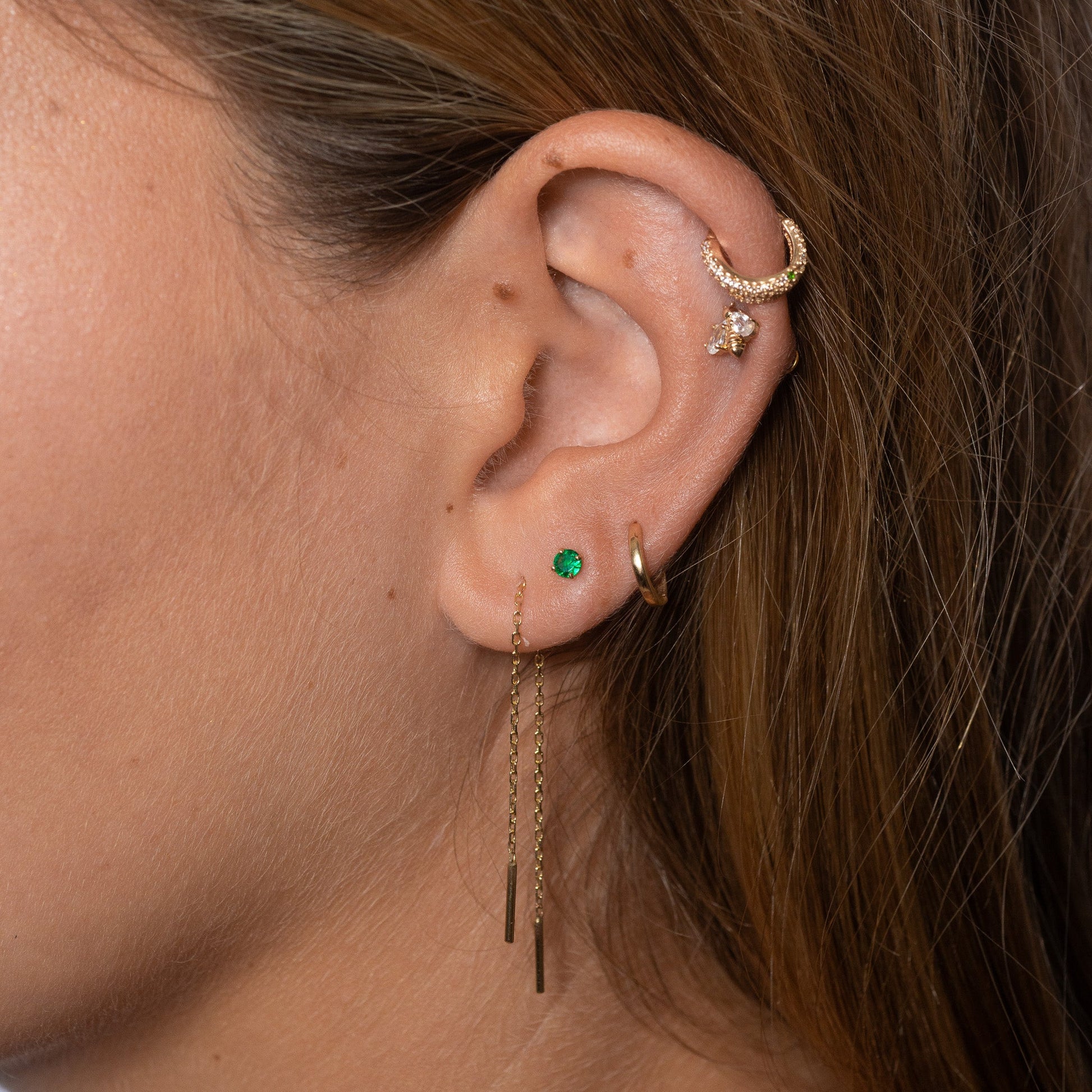 14K Solid Gold Bumble Bee Threadless Labret Flat Back Nap Earring by Doviana
