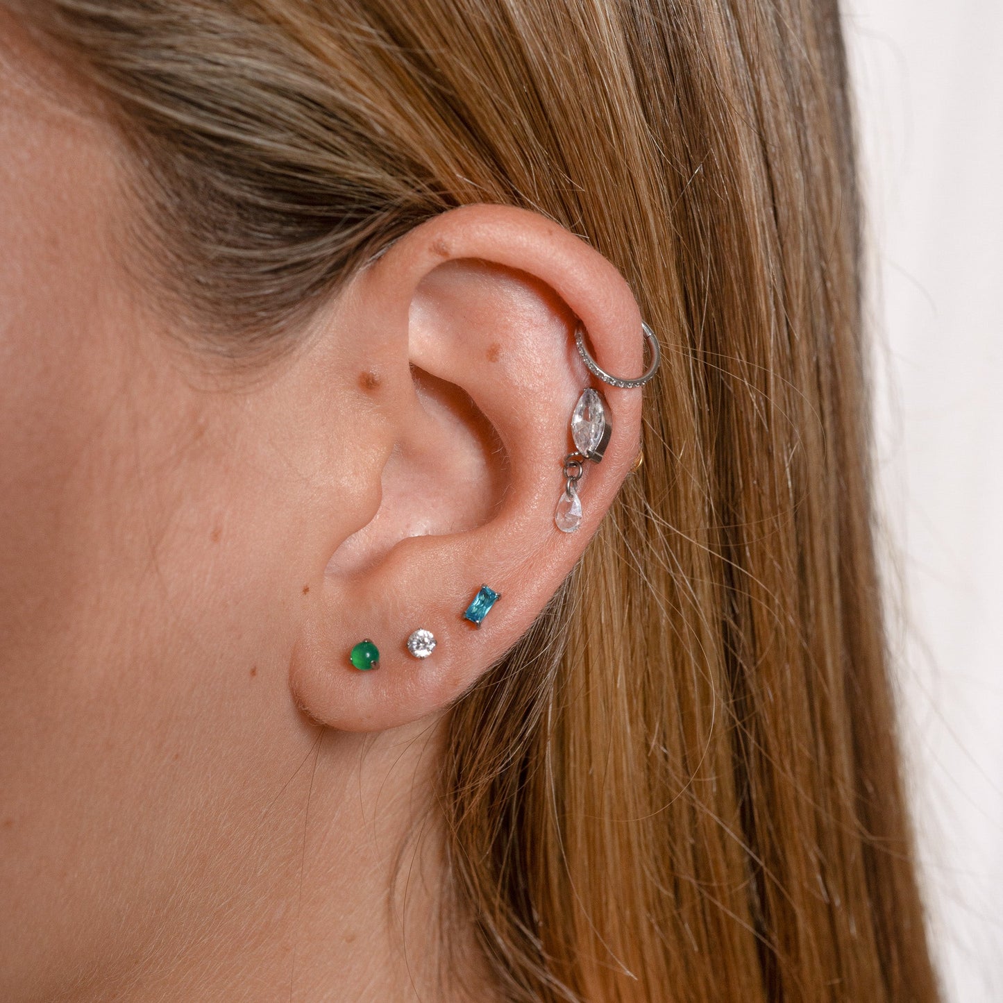 Classic CZ Clicker Titanium PVD Gold Hinged Nap Hoop Earring by Doviana