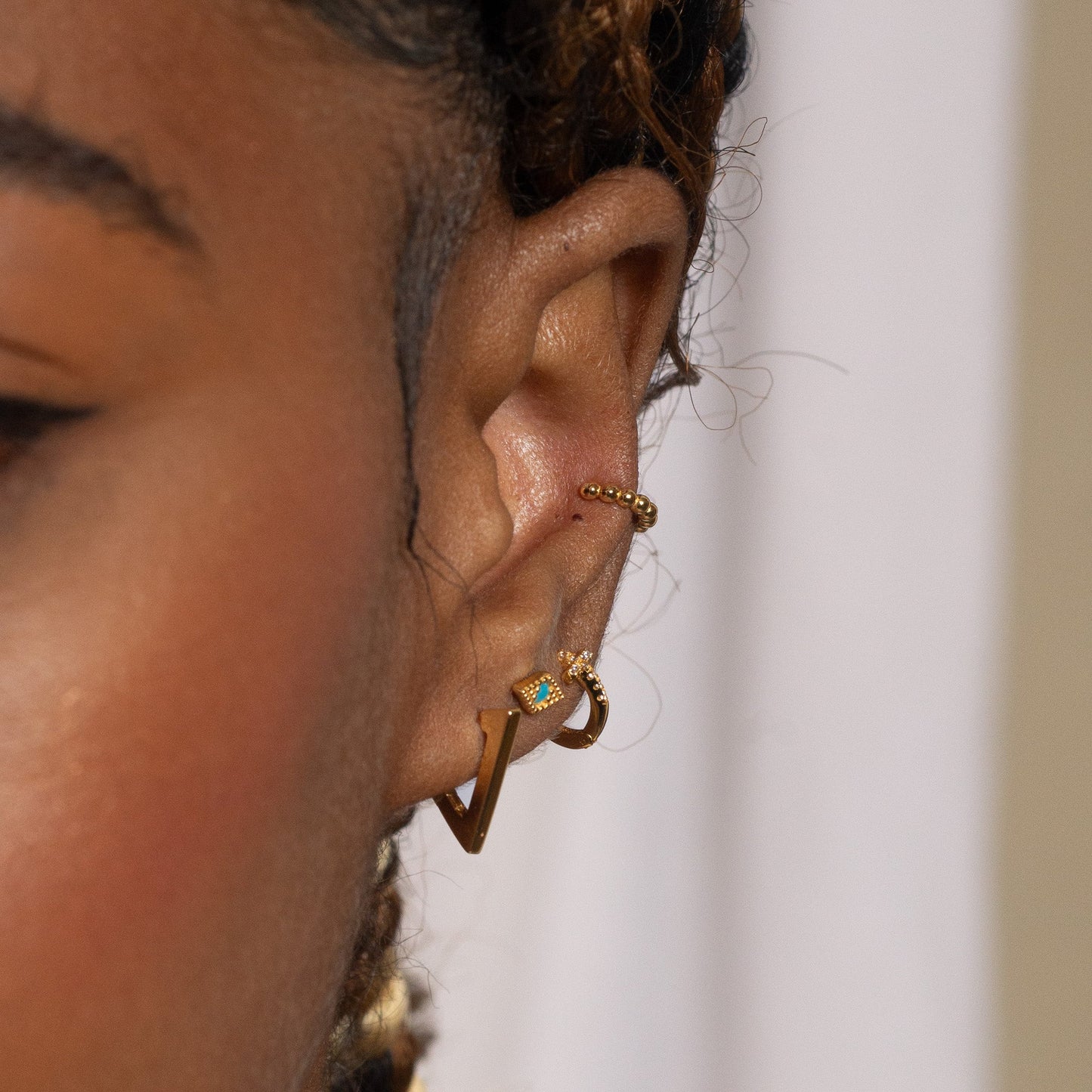 Cross CZ Huggie Hoop Earrings
