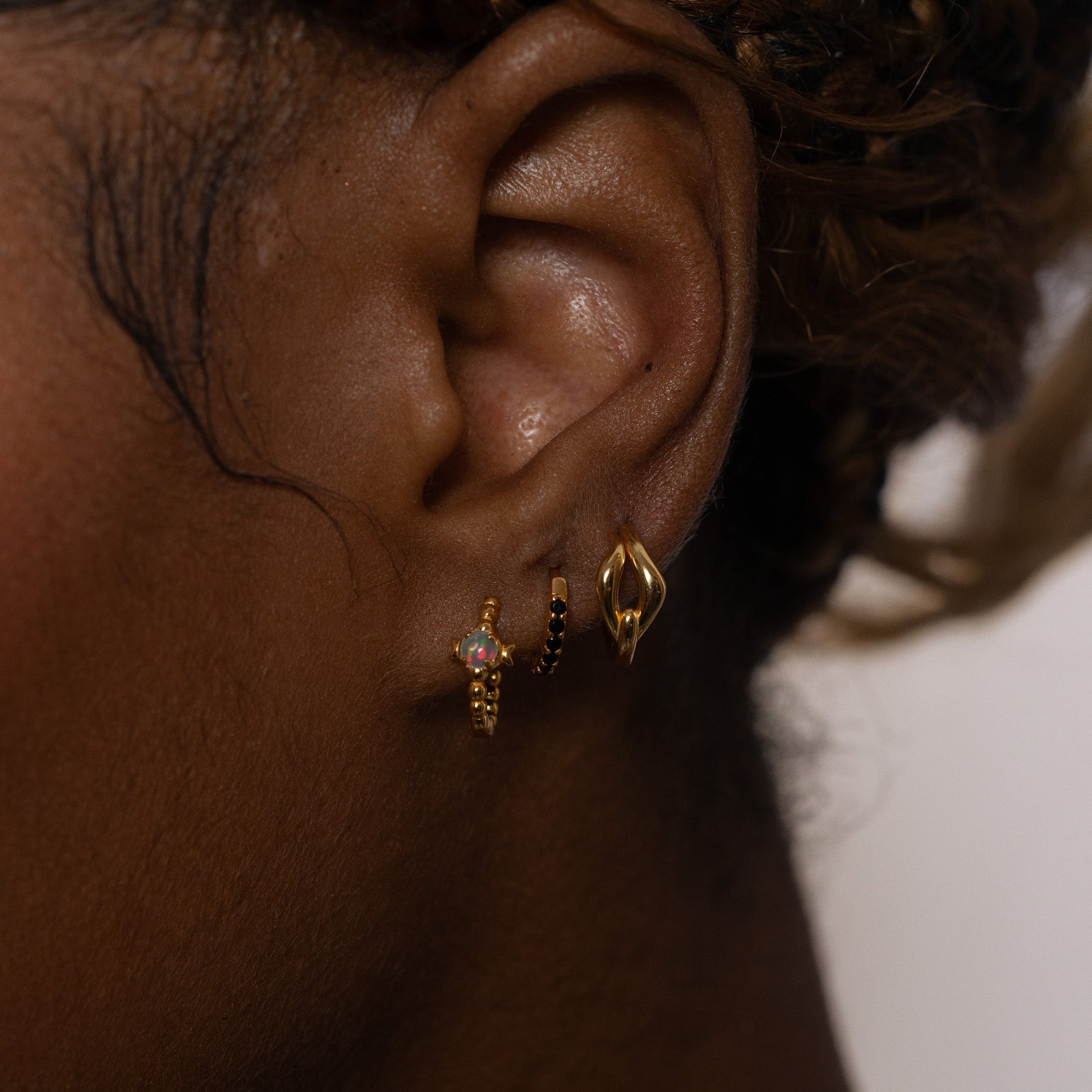 Doviana Signature Irregular Gold Petite Huggie Hoop Earrings