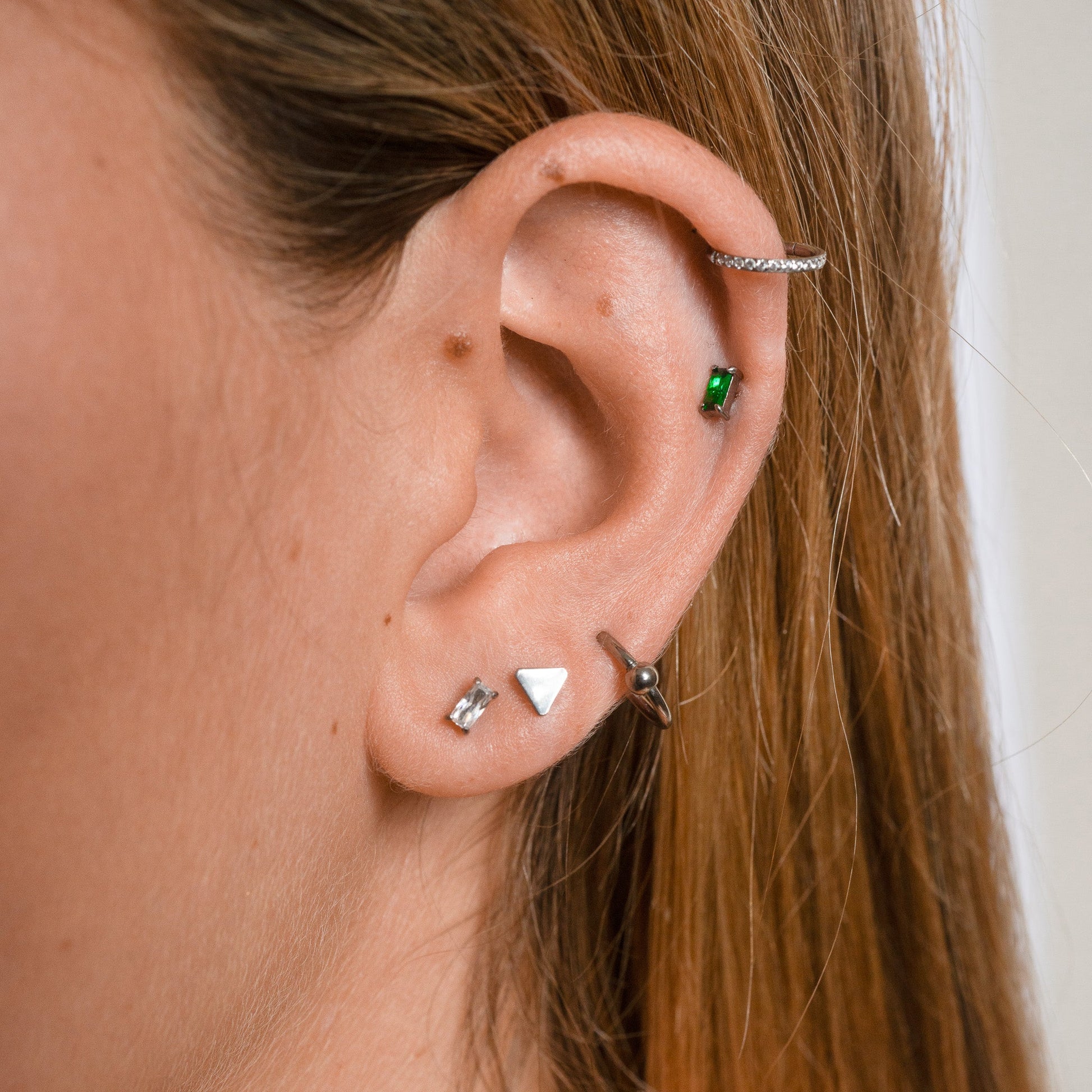 Triangle Shaped Threadless Labret Titanium Flat Back Nap Earring by Doviana