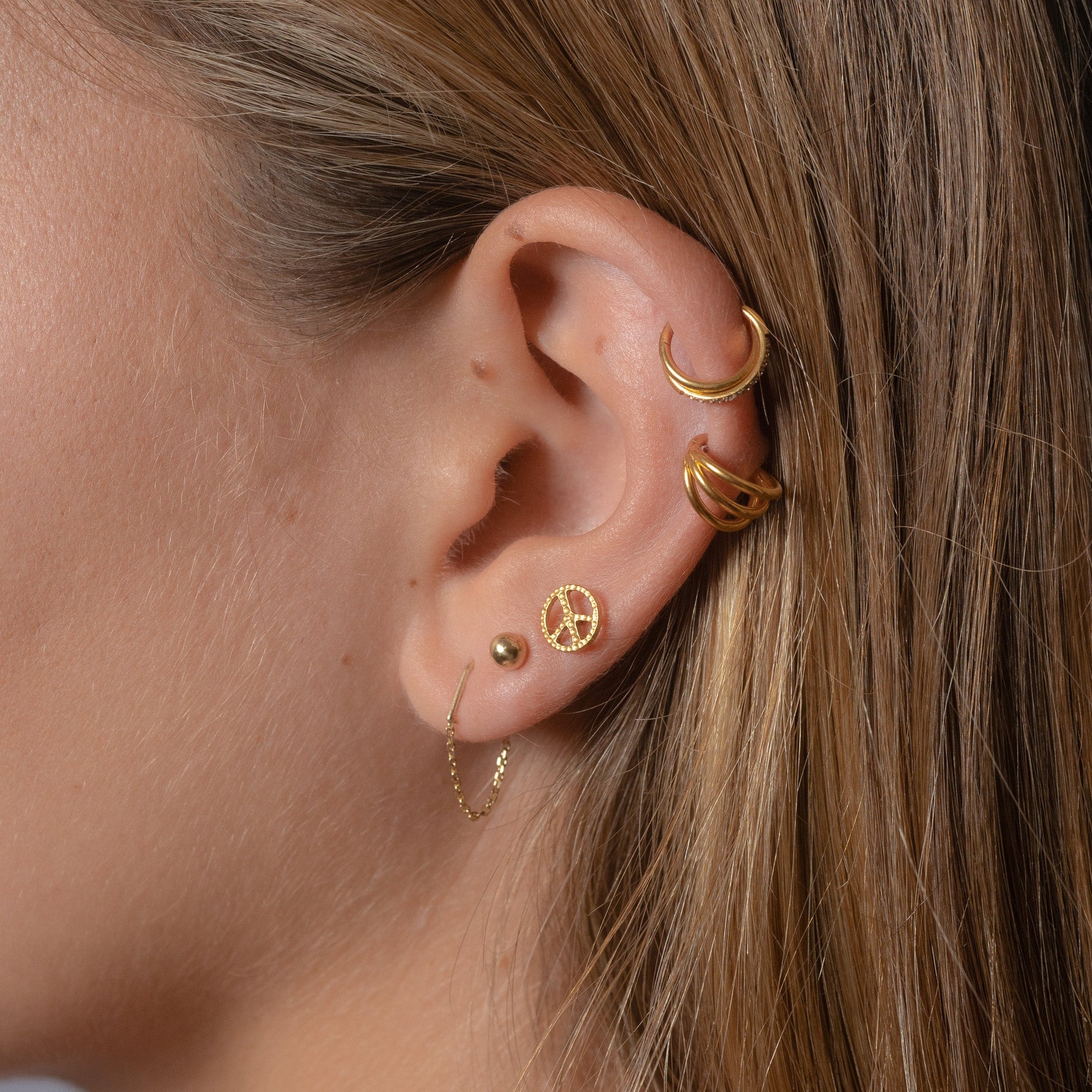 Triple Circle Geometric Clicker Titanium Hinged Nap Hoop Earring by Doviana