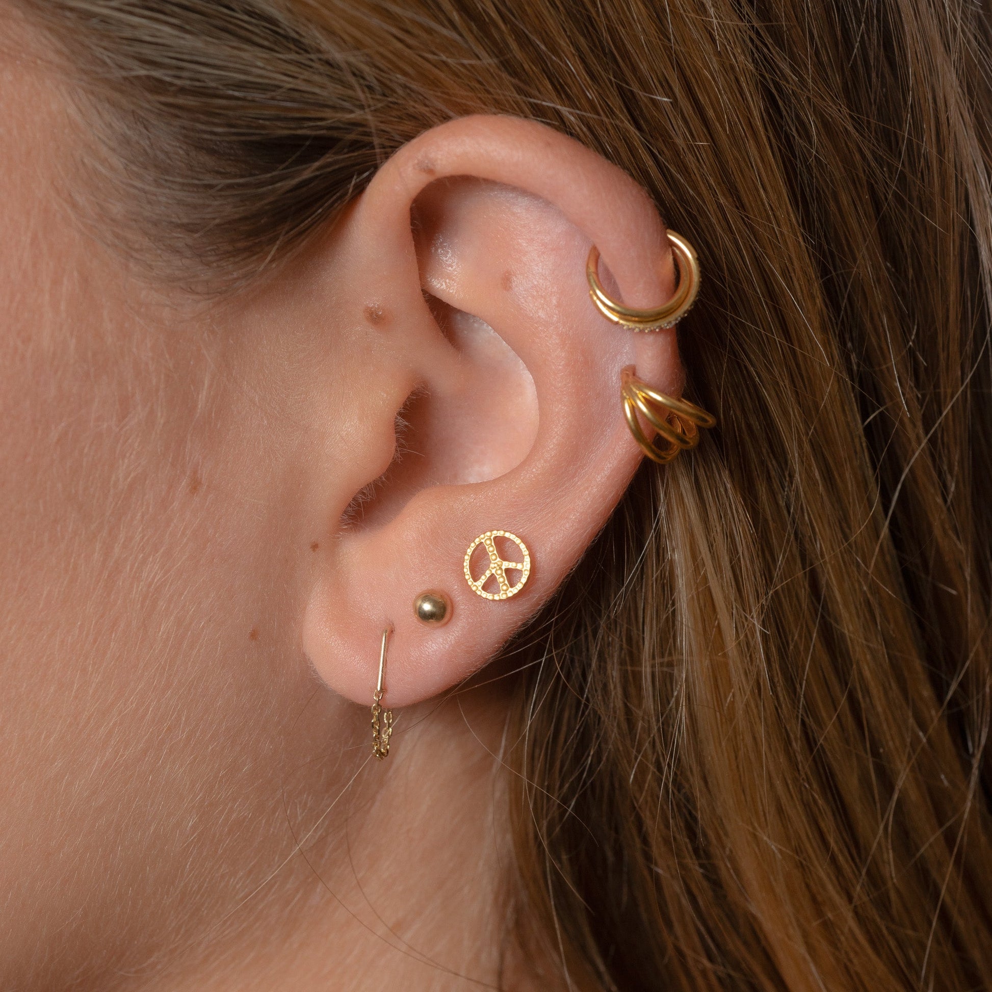 Triple Circle Geometric Clicker Titanium Hinged Nap Hoop Earring by Doviana