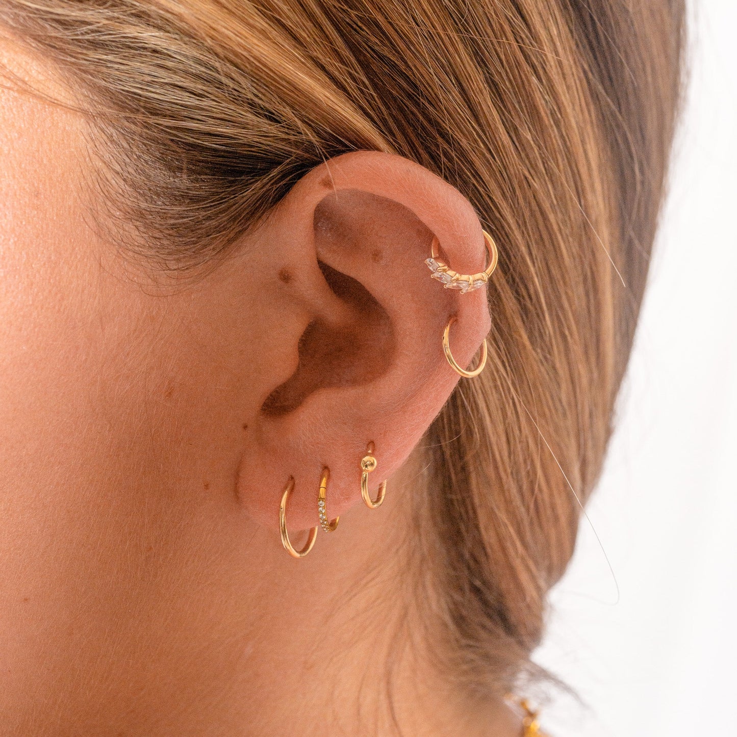 14K Solid Gold Ball Ring Orbital Daith Cartilage Seamless Nap Hoop Earring by Doviana