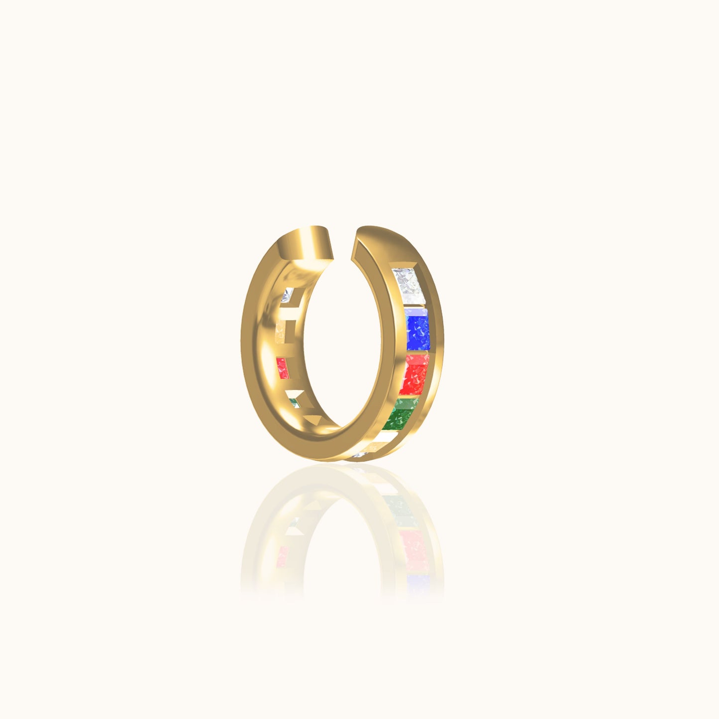 Single 18K Gold Rainbow CZ Embellished Ear Cuff Multi Colors LGBT Gay Friendly by Doviana