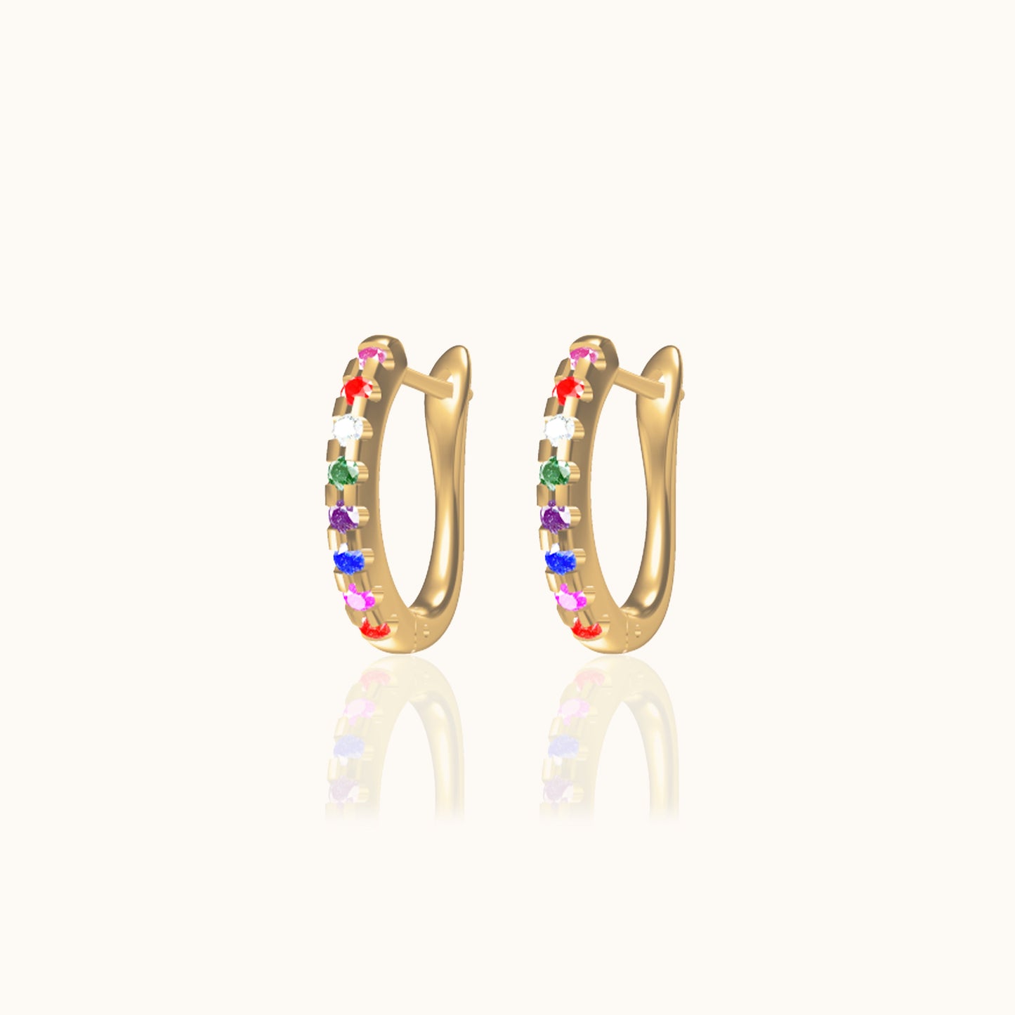 Petite Gold Cartilage Huggie Hoops Rainbow Latch Back Hoop Earrings by Doviana