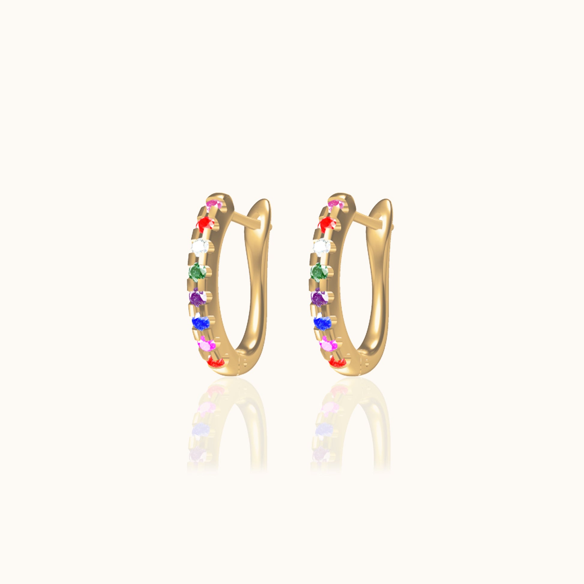 Petite Gold Cartilage Huggie Hoops Rainbow Latch Back Hoop Earrings by Doviana