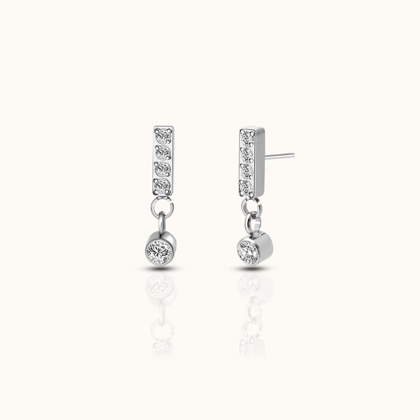 Rectangle Bar Dangle CZ Threadless Labret Titanium Flat Back Nap Earring by Doviana