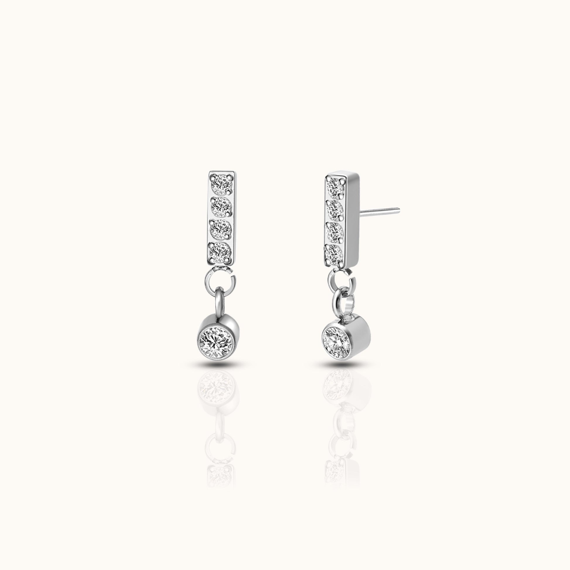 Rectangle Bar Dangle CZ Threadless Labret Titanium Flat Back Nap Earring by Doviana