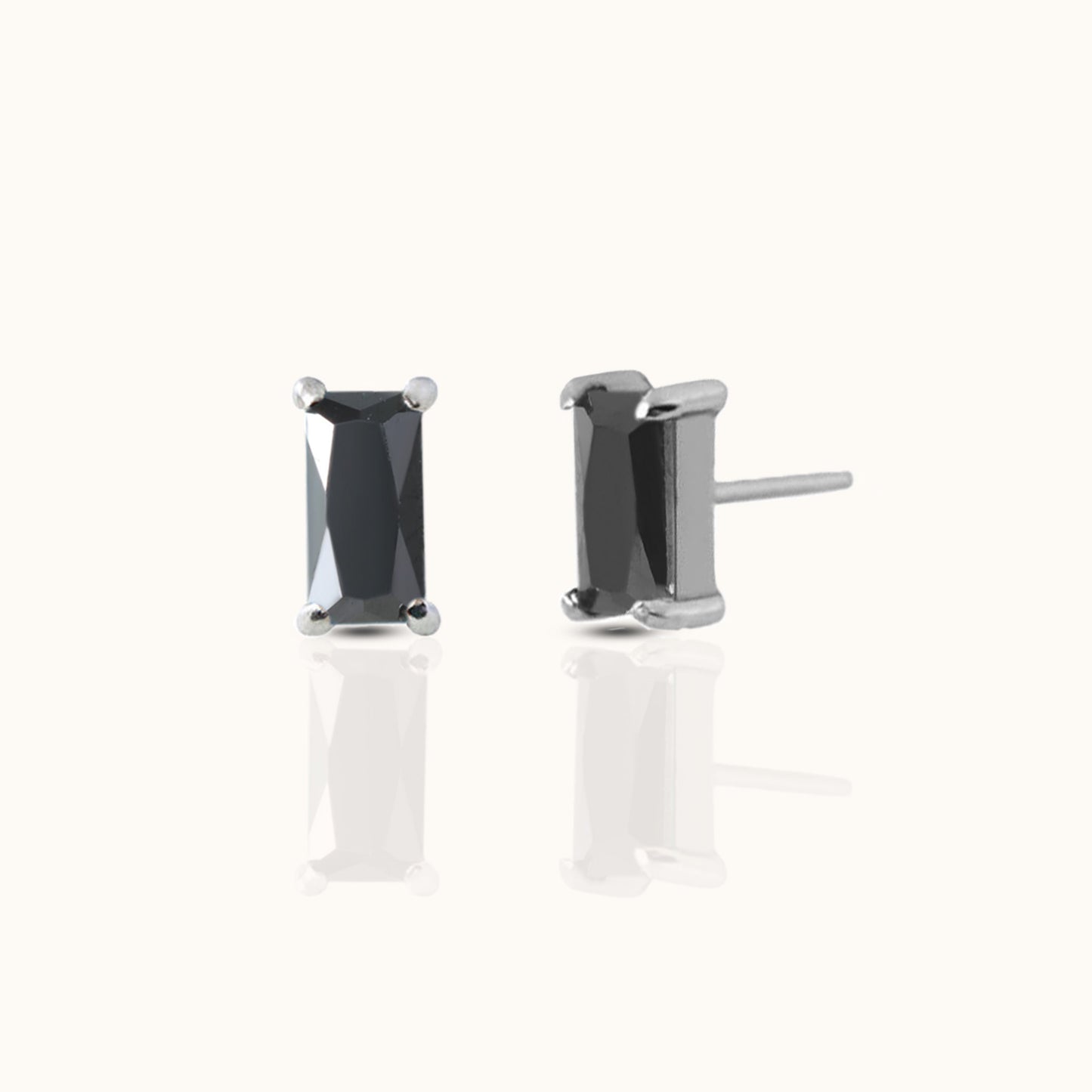 Rectangle Black CZ Threadless Labret Titanium Flat Back Nap Earring by Doviana