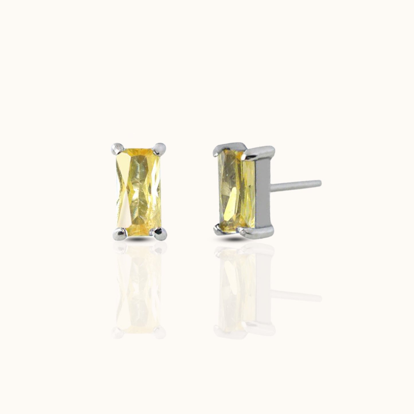 Rectangle Yellow CZ Threadless Labret Titanium Flat Back Nap Earring by Doviana