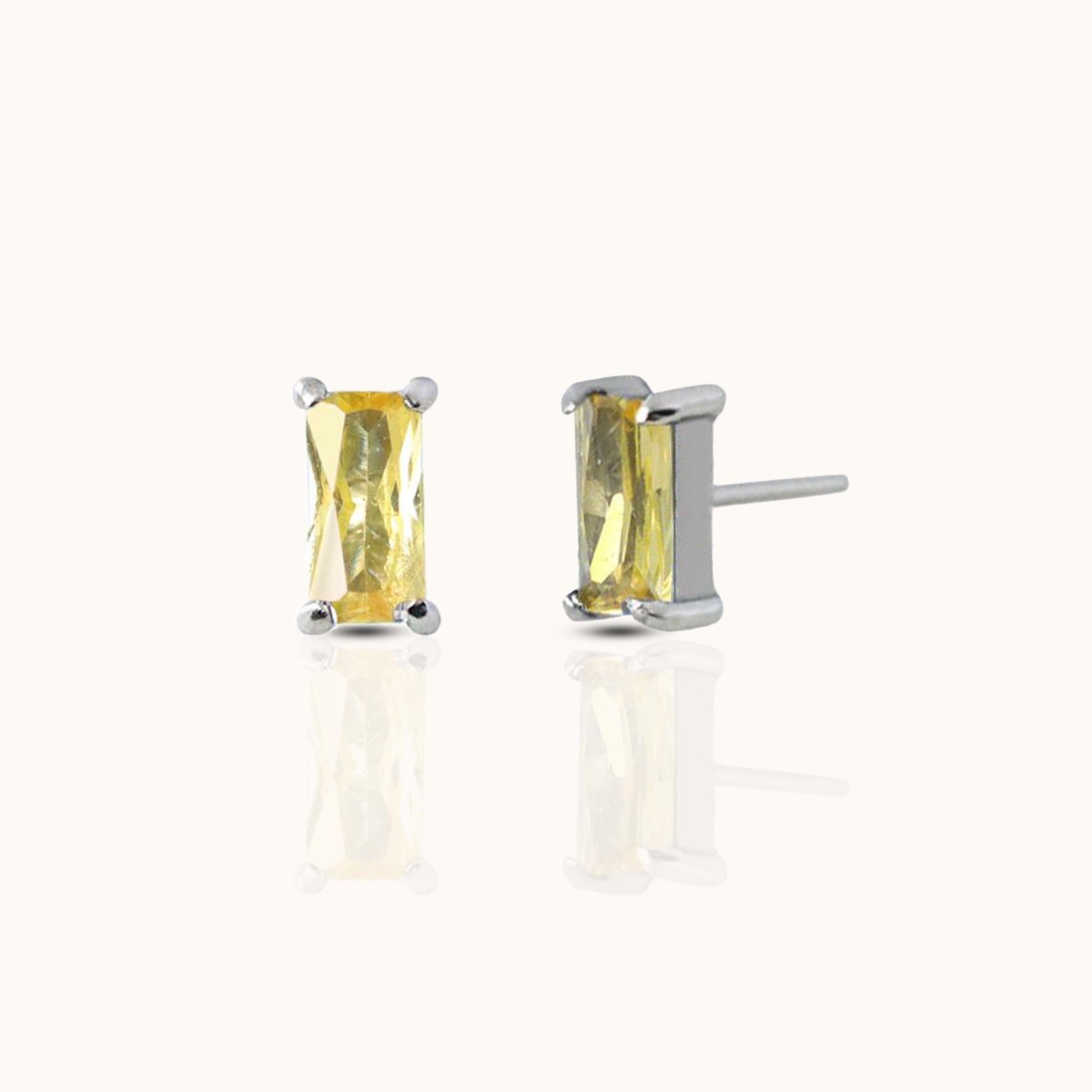 Rectangle Yellow CZ Threadless Labret Titanium Flat Back Nap Earring by Doviana