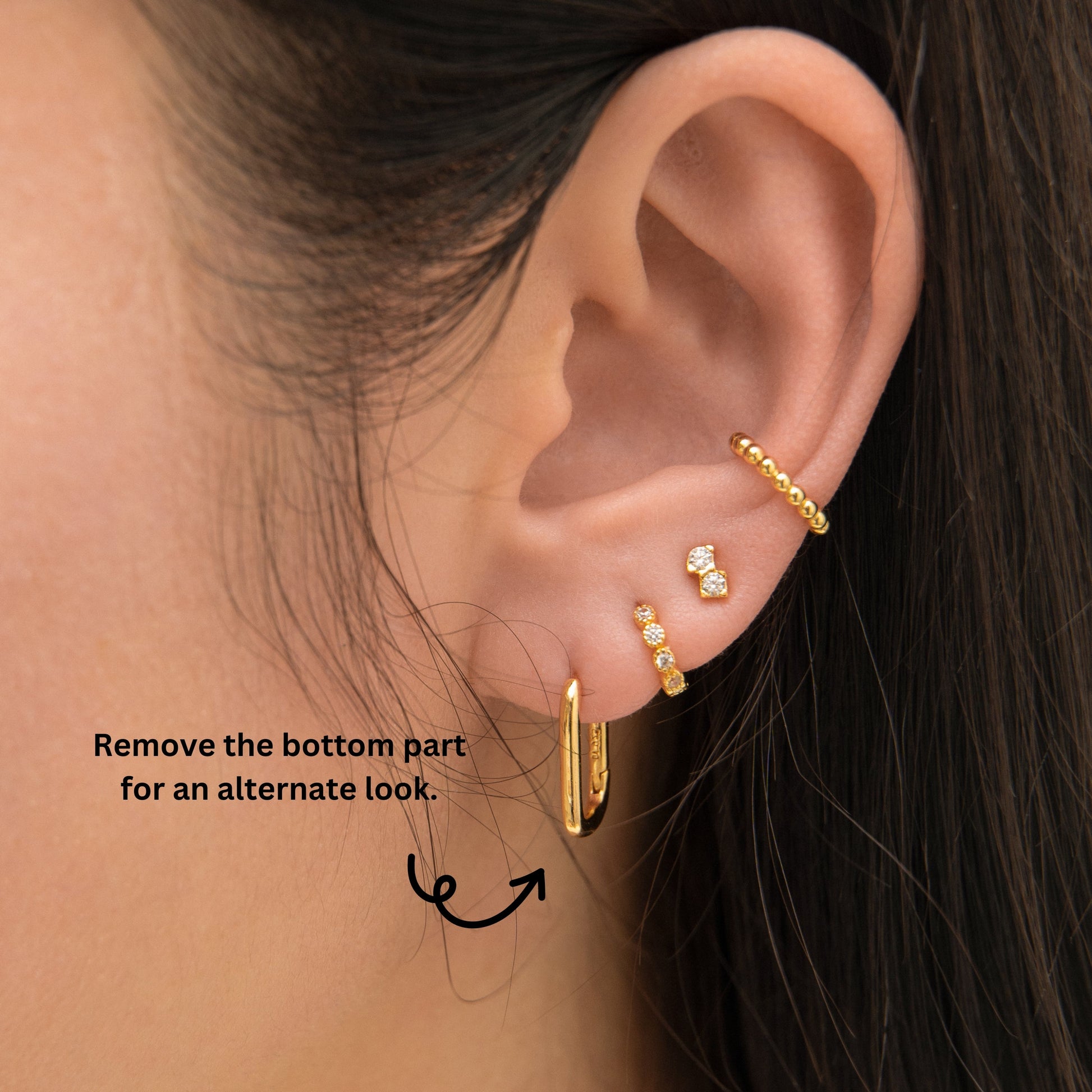 Paperclip Braided Link Chain Dangle Drop Gold Hoop Earrings Classic Minimal Vibe by Doviana