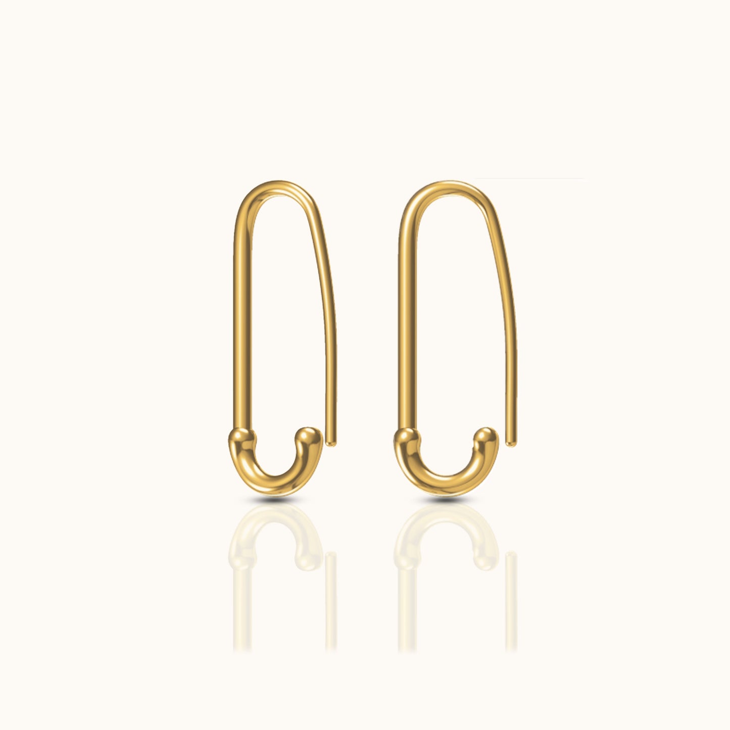 18K Gold Polished Pin Drop Cartilage Huggie Safety Pin Earrings by Doviana