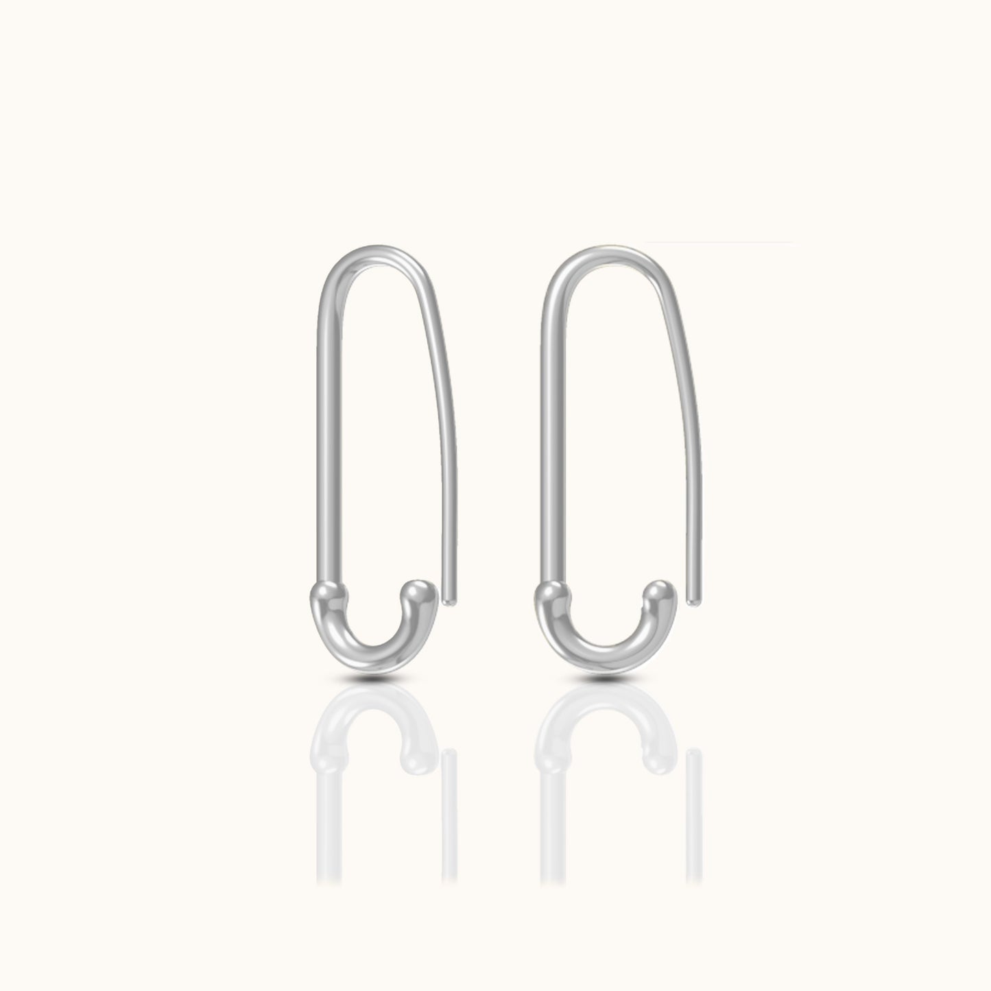 925 Sterling Silver Polished Pin Drop Cartilage Huggie Safety Pin Earrings by Doviana