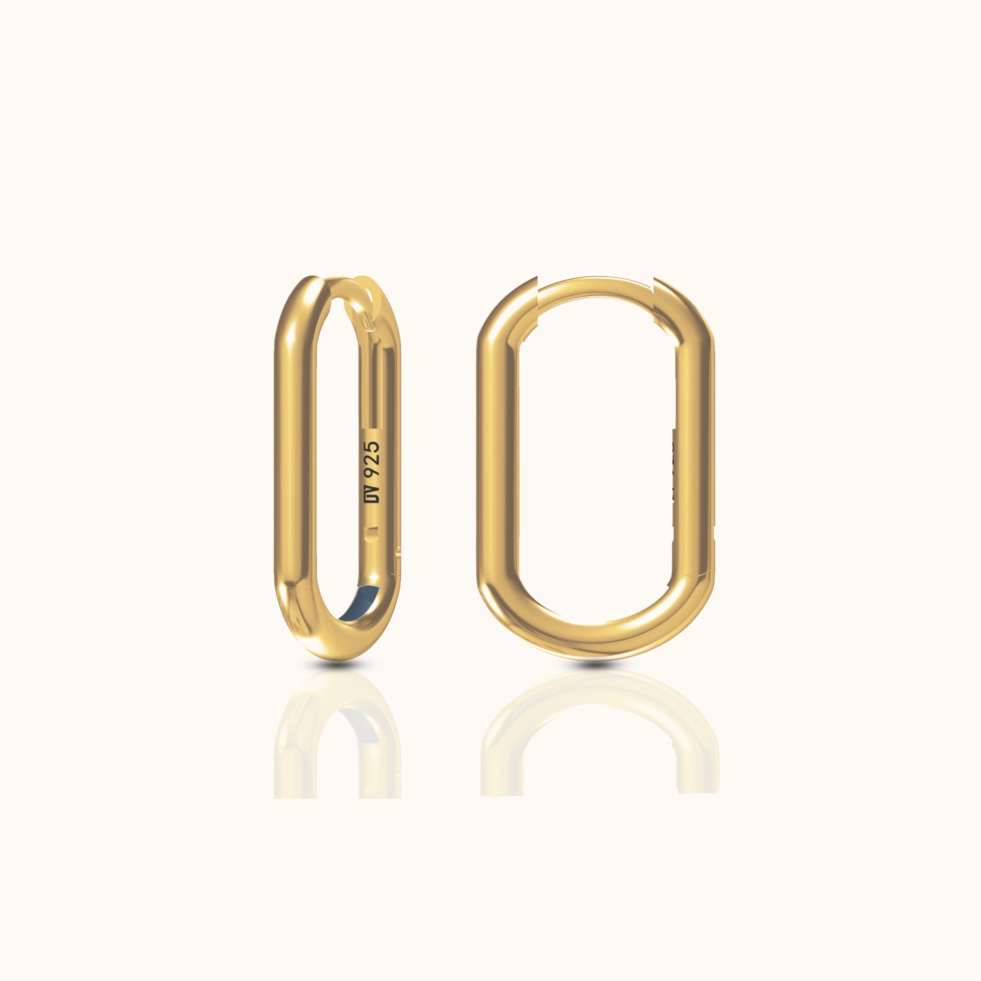 Simple Gold Rectangle Hoop Earrings by Doviana