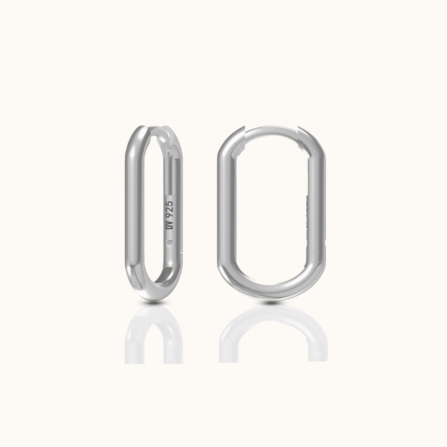 Simple 925 Sterling Silver Rectangle Hoop Earrings by Doviana