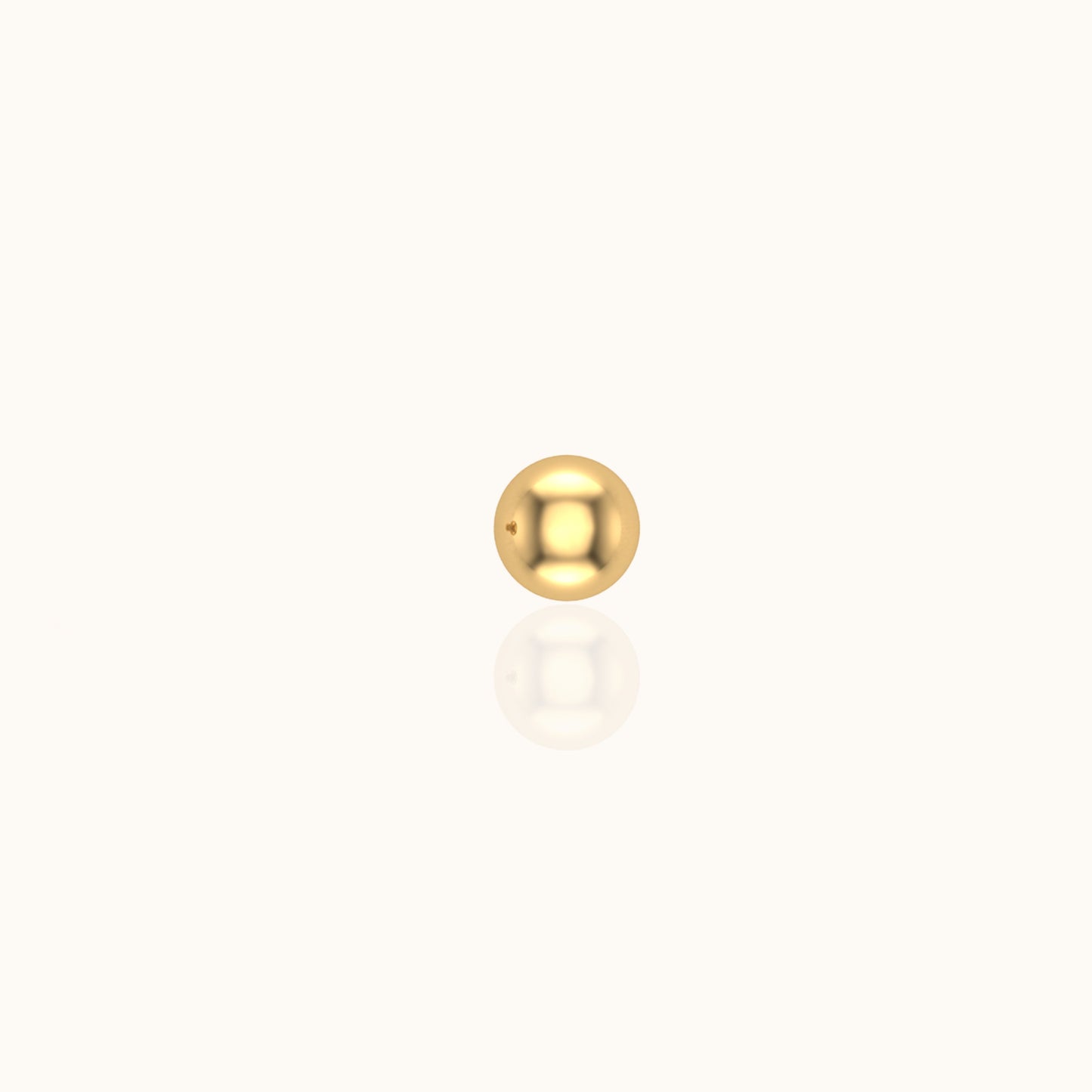 14K Solid Gold Single Sphere Ball Stud Earring