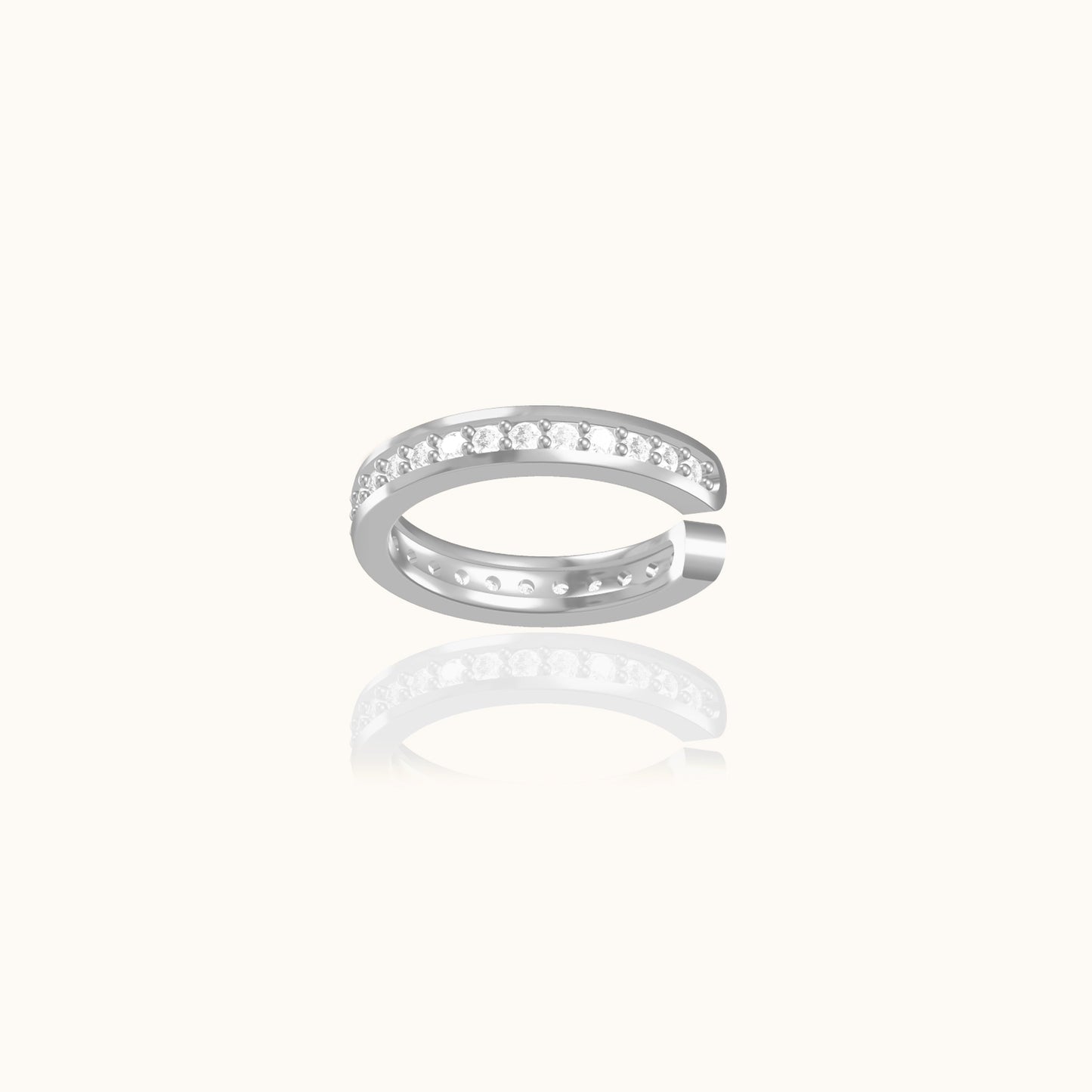 925 Sterling Silver CZ Pave Cartilage Tragus Secure Thin Cuff Single CZ Ear Cuff by Doviana