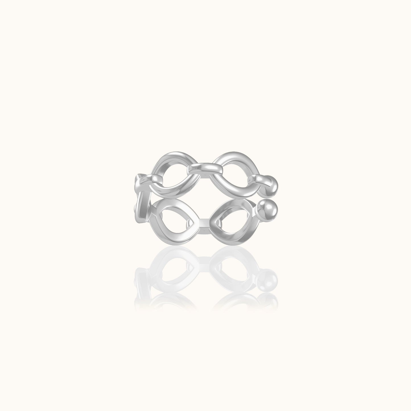 Cuban Link Chain Circular 925 Sterling Silver Cuff Single Chain Ear Cuff Cartilage Fake Piercing by Doviana