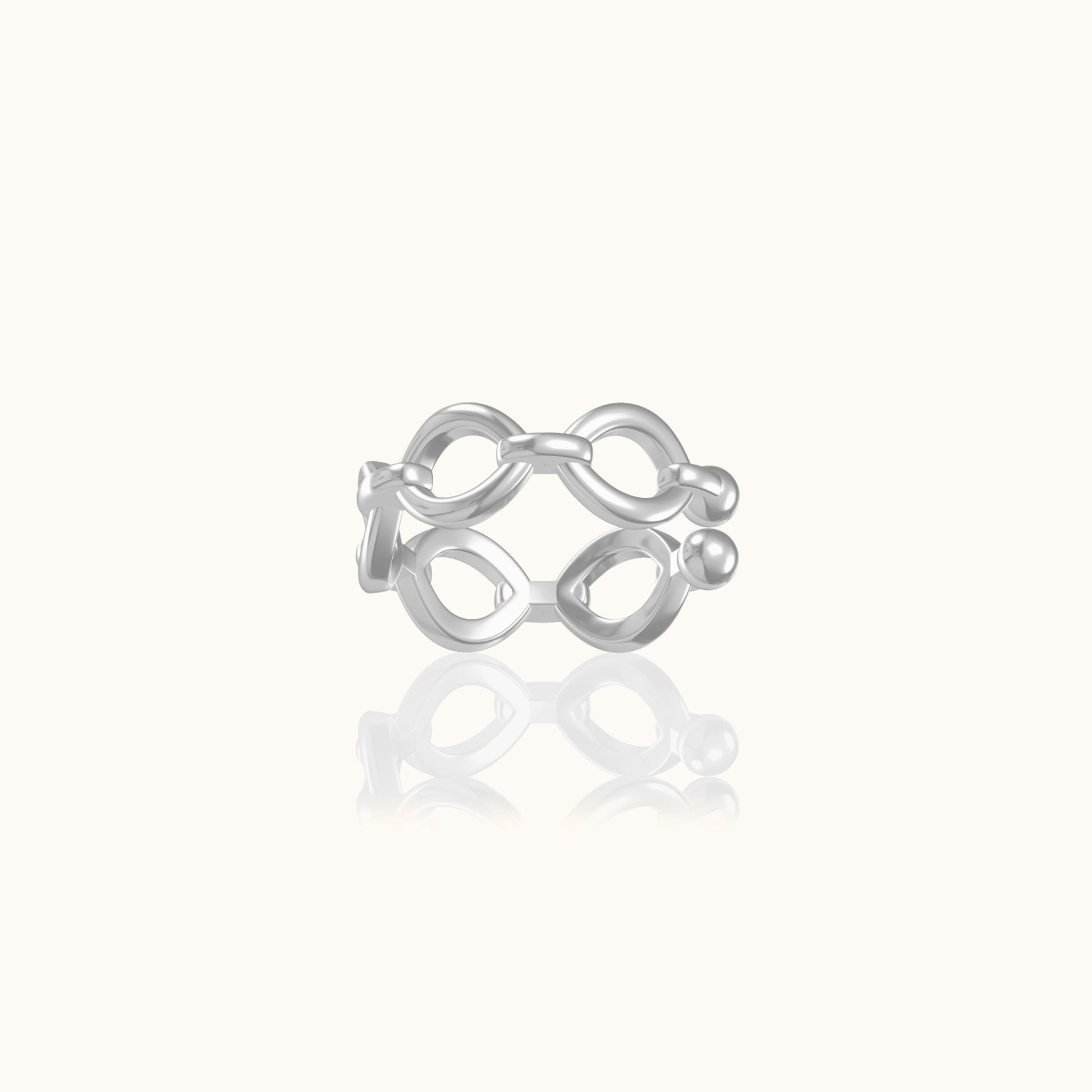 Cuban Link Chain Circular 925 Sterling Silver Cuff Single Chain Ear Cuff Cartilage Fake Piercing by Doviana