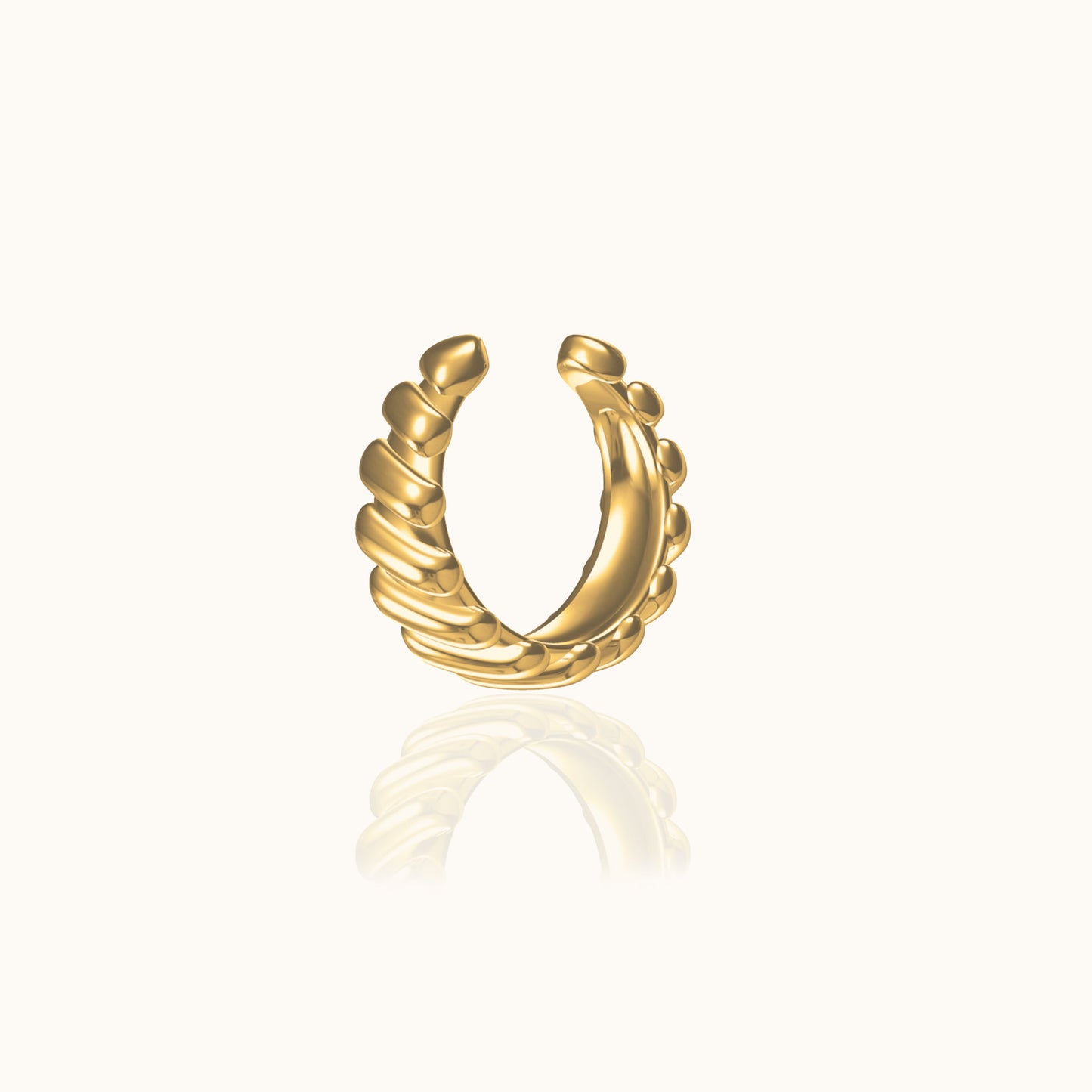Twisted Chubby Cartilage Gold Cuff Thick Single Croissant Ear Cuff