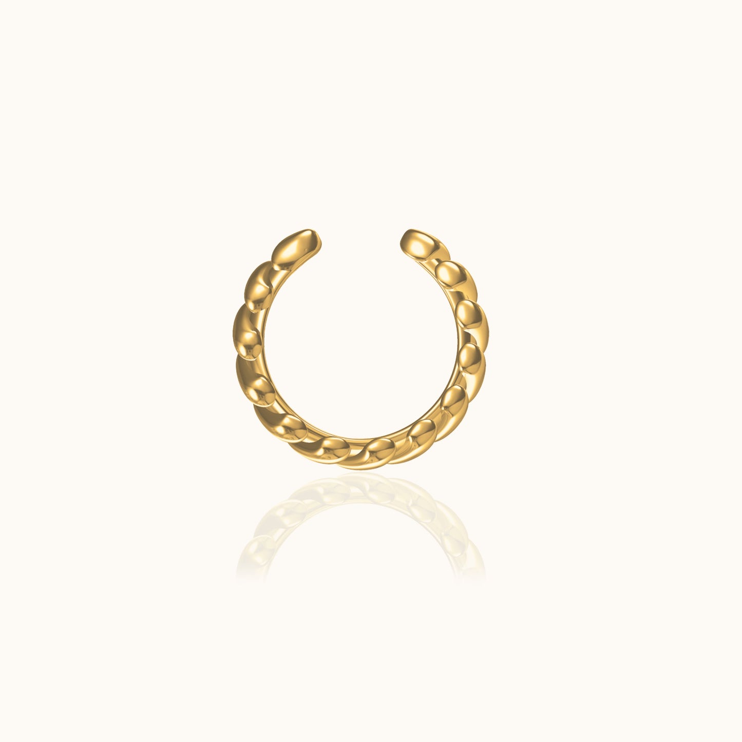Twisted Chubby Cartilage Gold Cuff Thick Single Croissant Ear Cuff