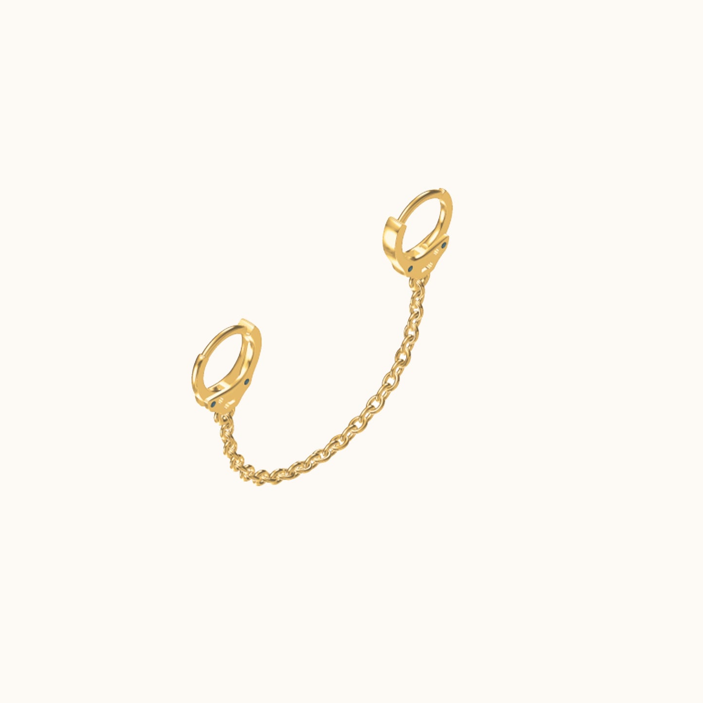 Second Piercing Drop Single Gold Handcuff Double Hoop Chain Dangle Earring by Doviana