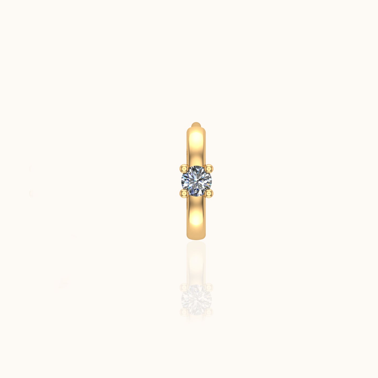 14K Solid Gold Only You Diamond Huggie Hoop Earring
