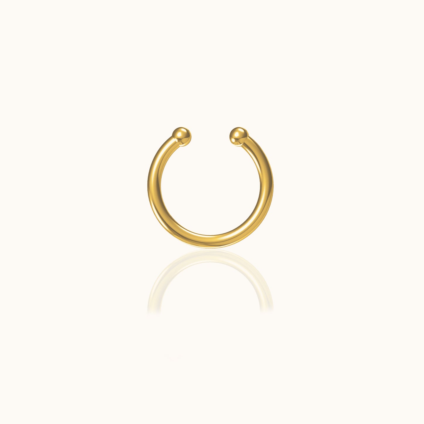 Gold Sleek Secure Cartilage Fake Piercing Cuff Single Plain Ear Cuff by Doviana