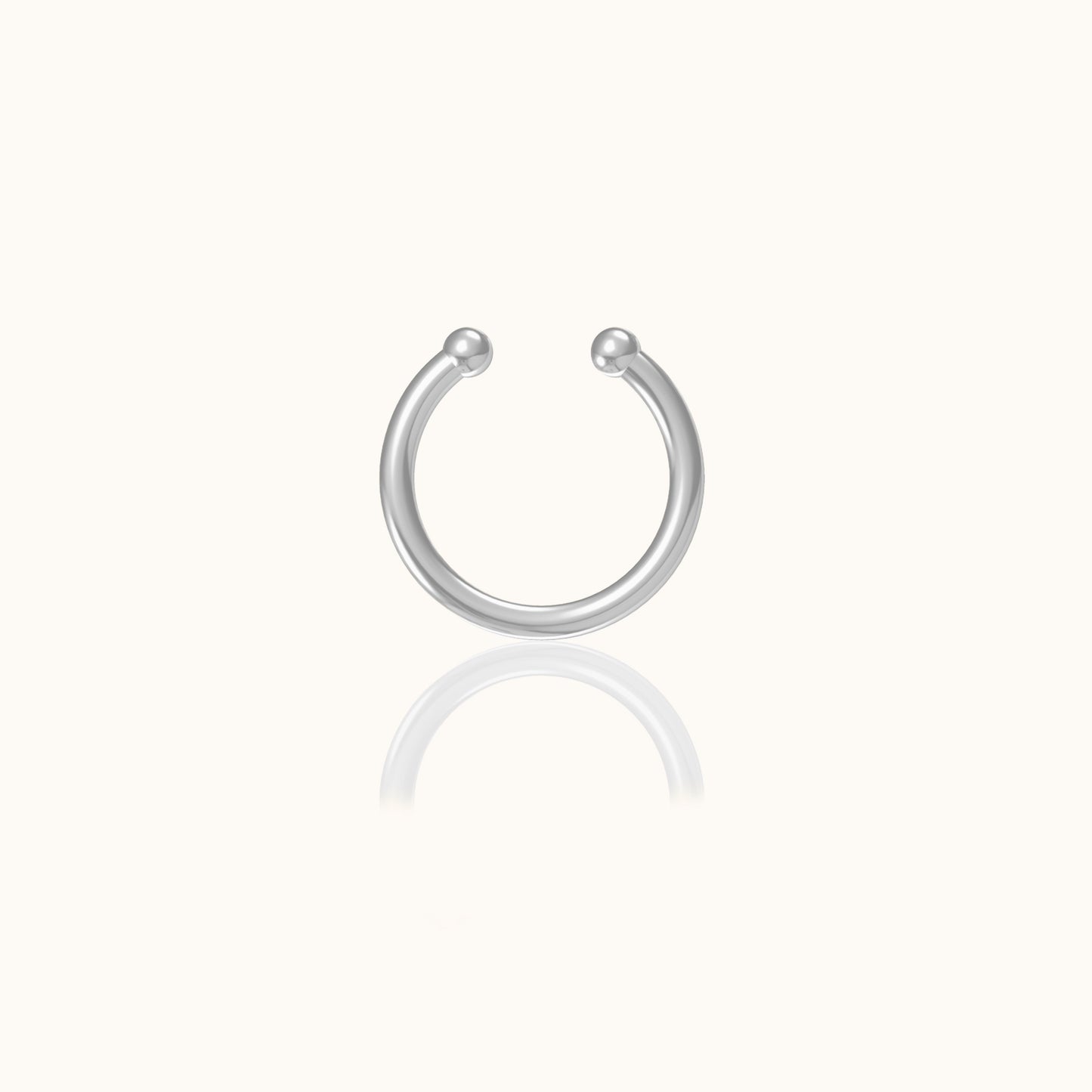 925 Sterling Silver Sleek Secure Cartilage Fake Piercing Cuff Single Plain Ear Cuff by Doviana