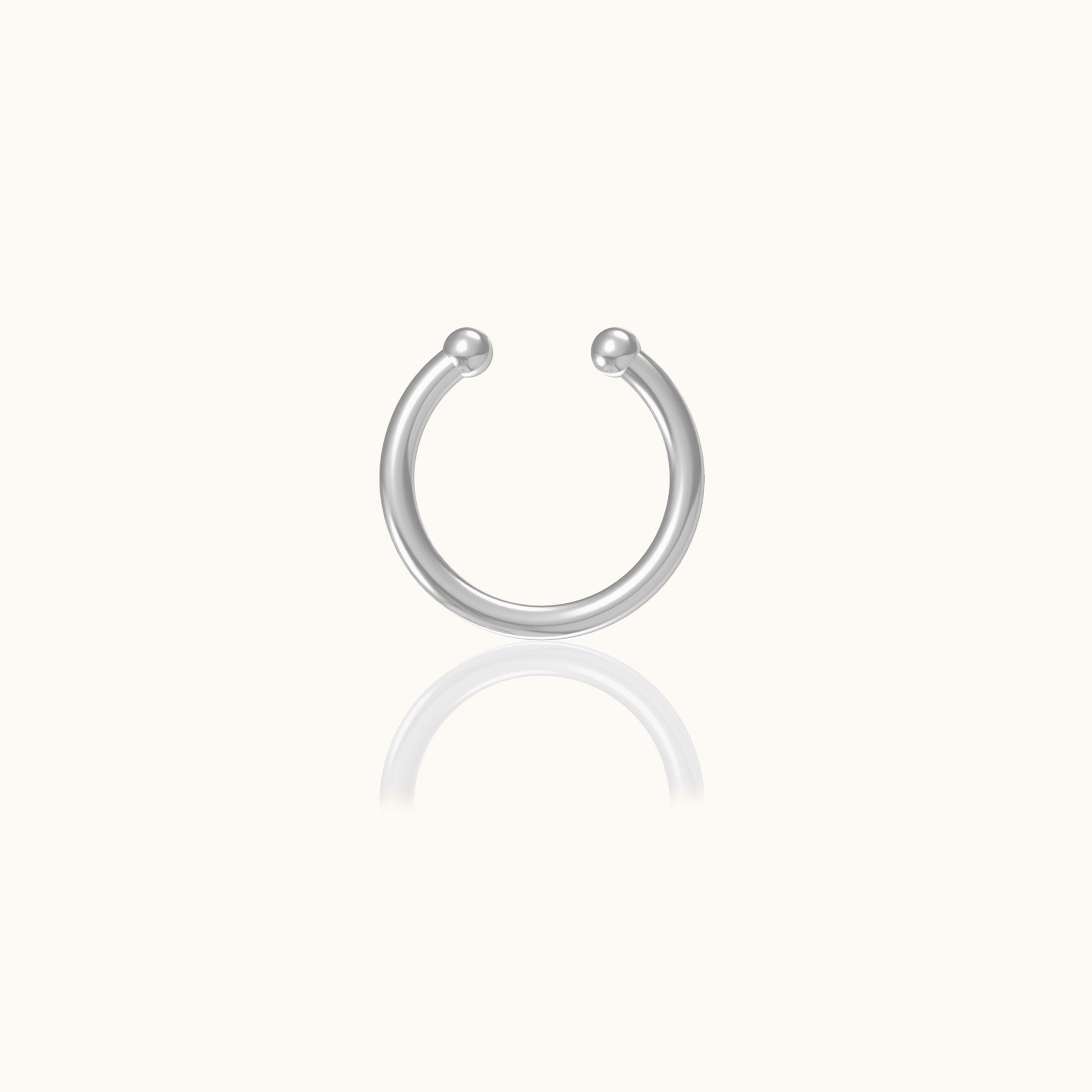925 Sterling Silver Sleek Secure Cartilage Fake Piercing Cuff Single Plain Ear Cuff by Doviana