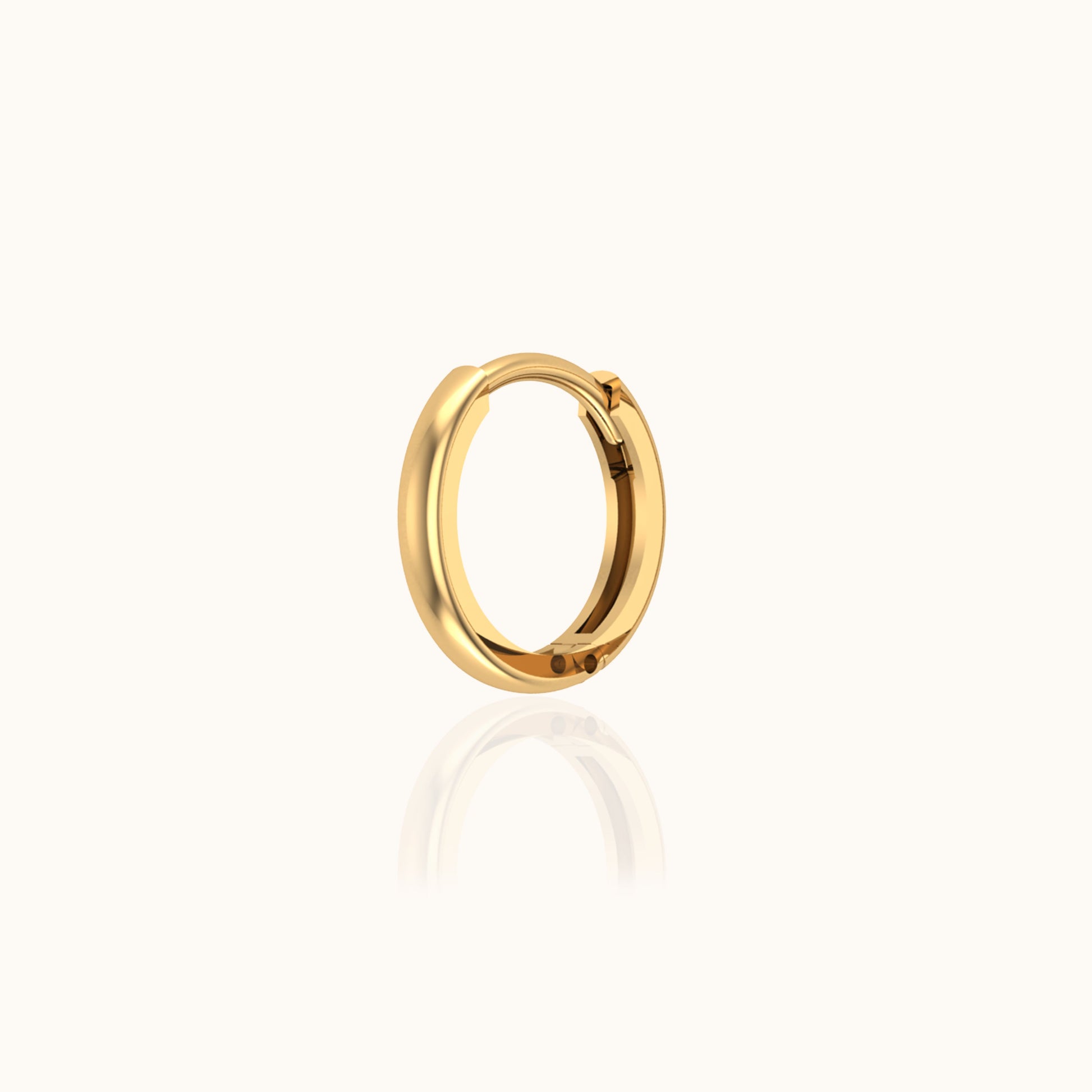 14K Solid Gold Staple Hoop Earring nap huggie hoop no need to take off by Doviana