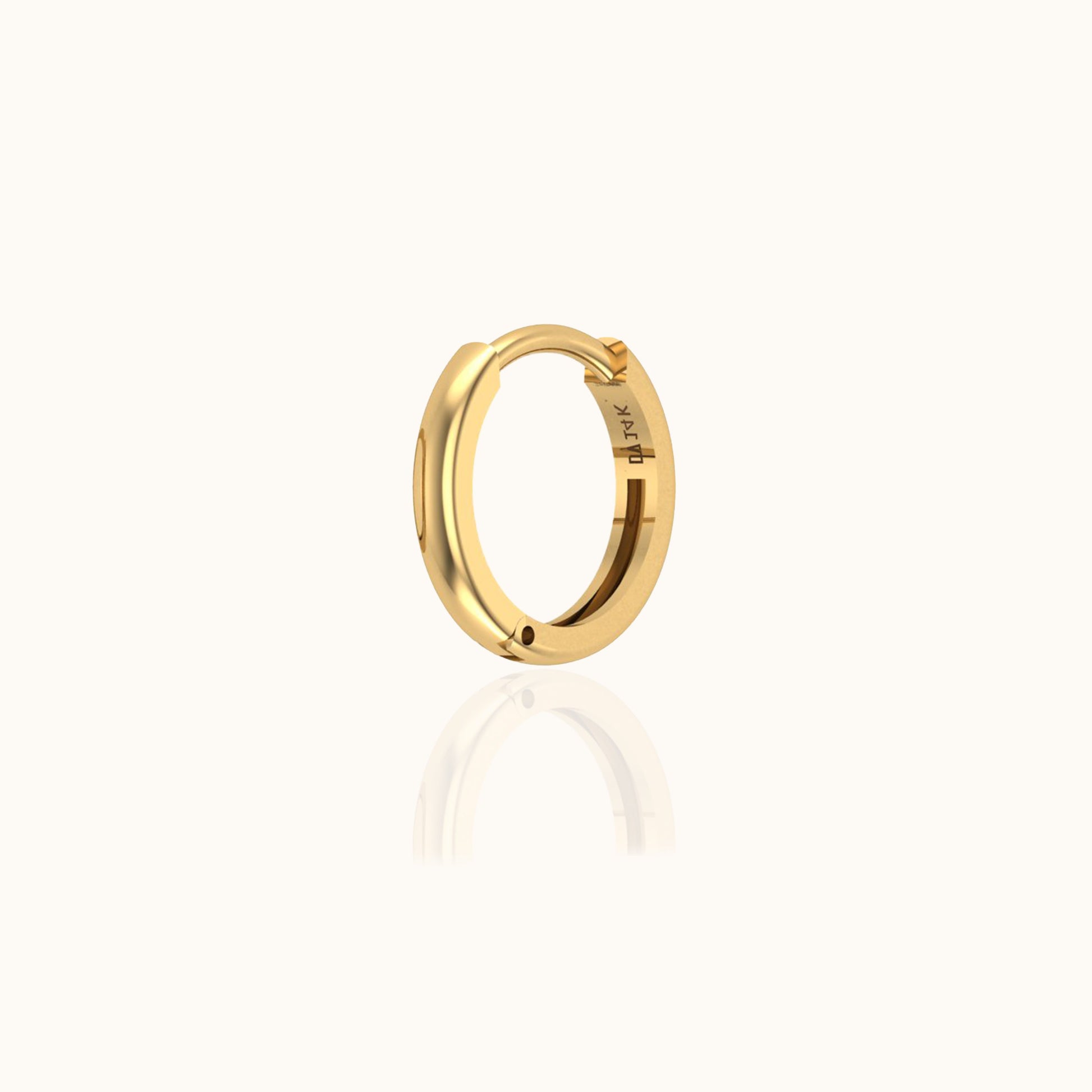 14K Solid Gold Staple Hoop Earring nap huggie hoop no need to take off by Doviana