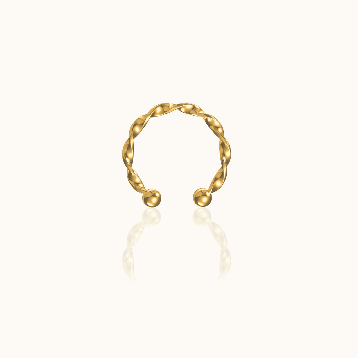 Gold Twist Cartilage Fake Piercing Cuff Single Thick Twisted Ear Cuff