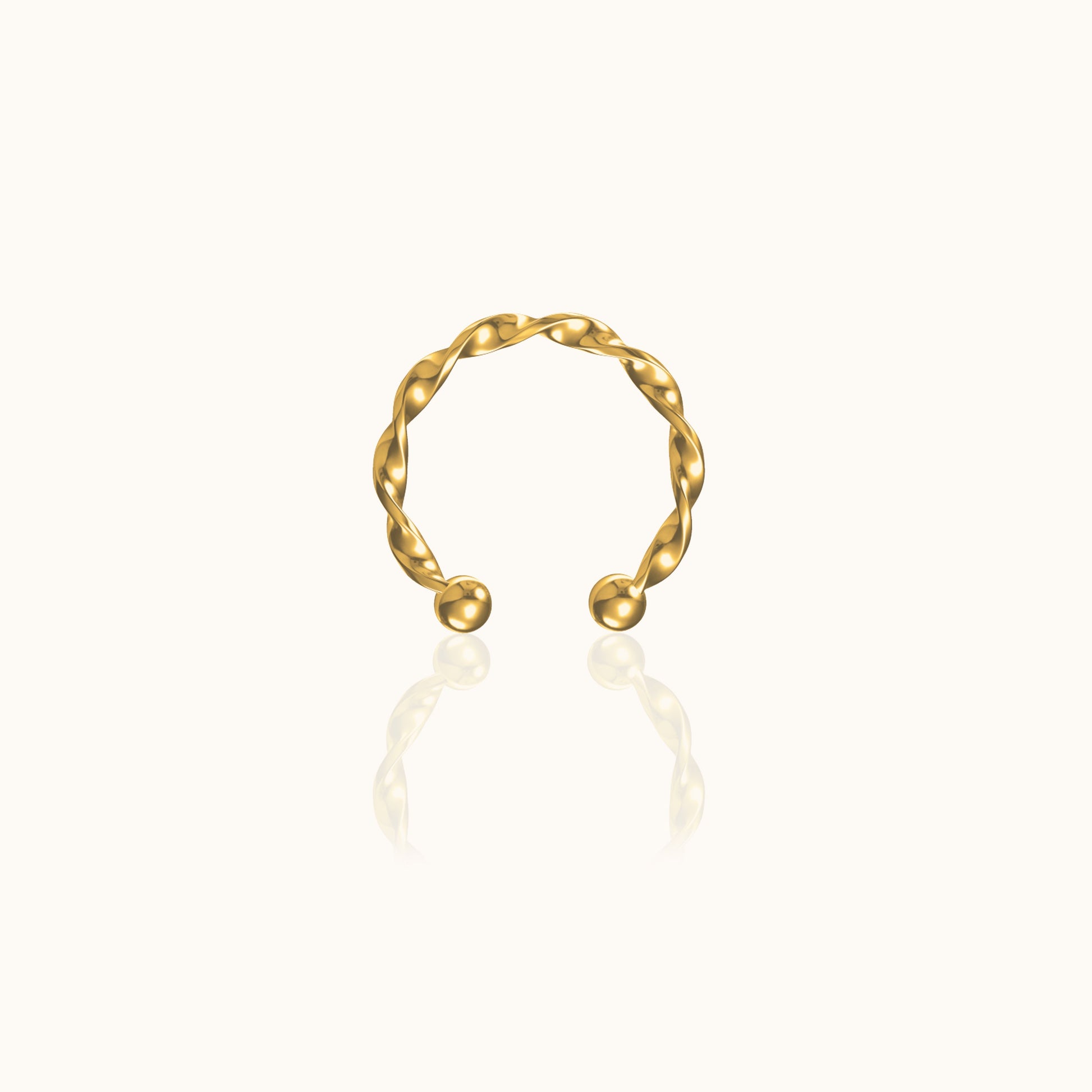 Gold Twist Cartilage Fake Piercing Cuff Single Thick Twisted Ear Cuff