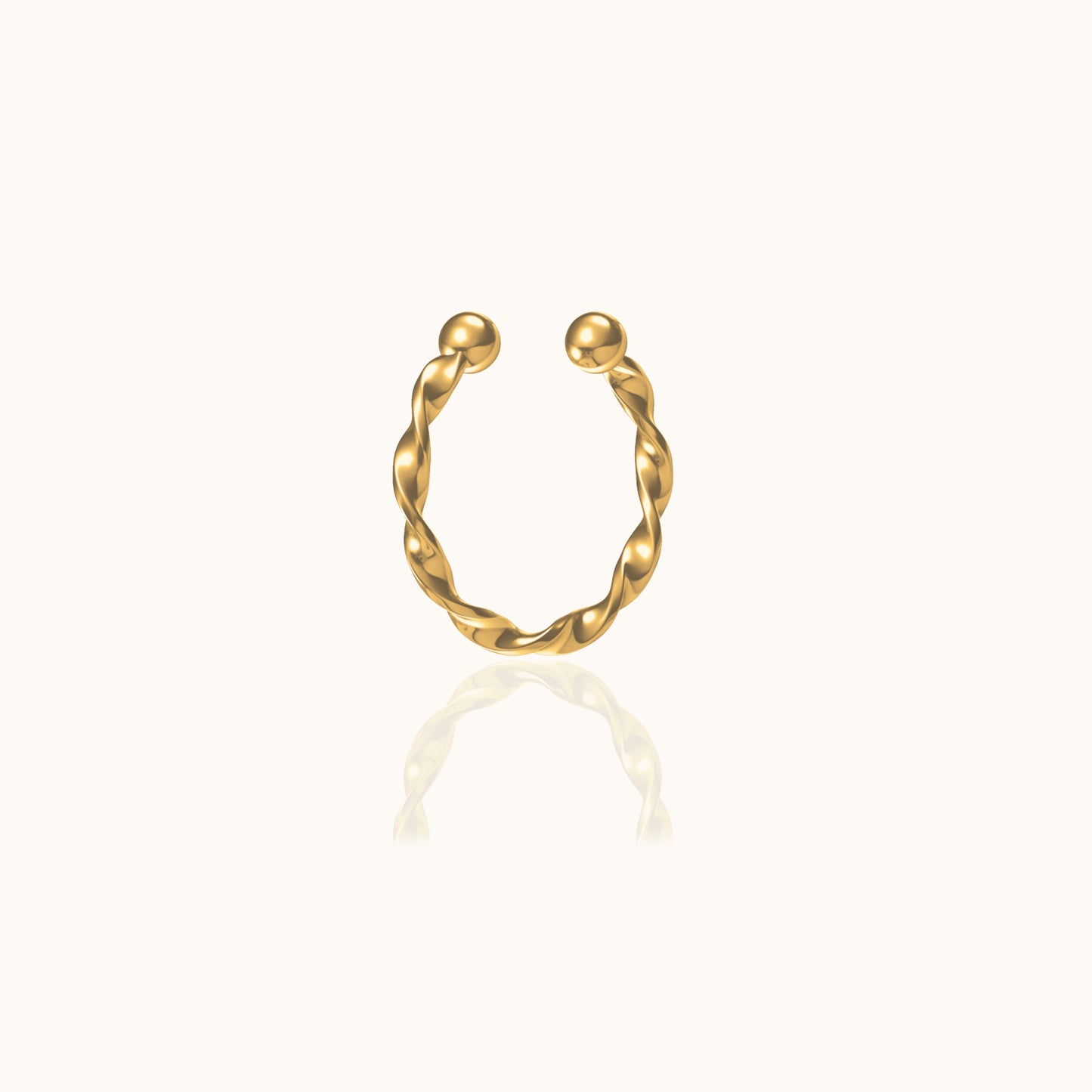 Gold Twist Cartilage Fake Piercing Cuff Single Thick Twisted Ear Cuff